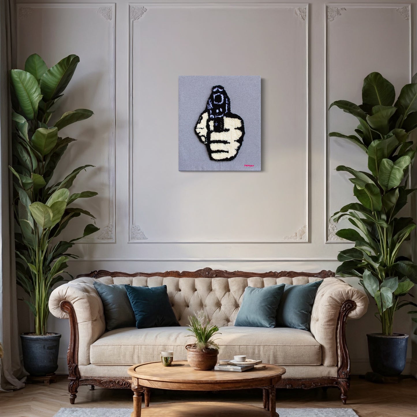 Fuerza suave — Arte textil sobre lino de Papayon