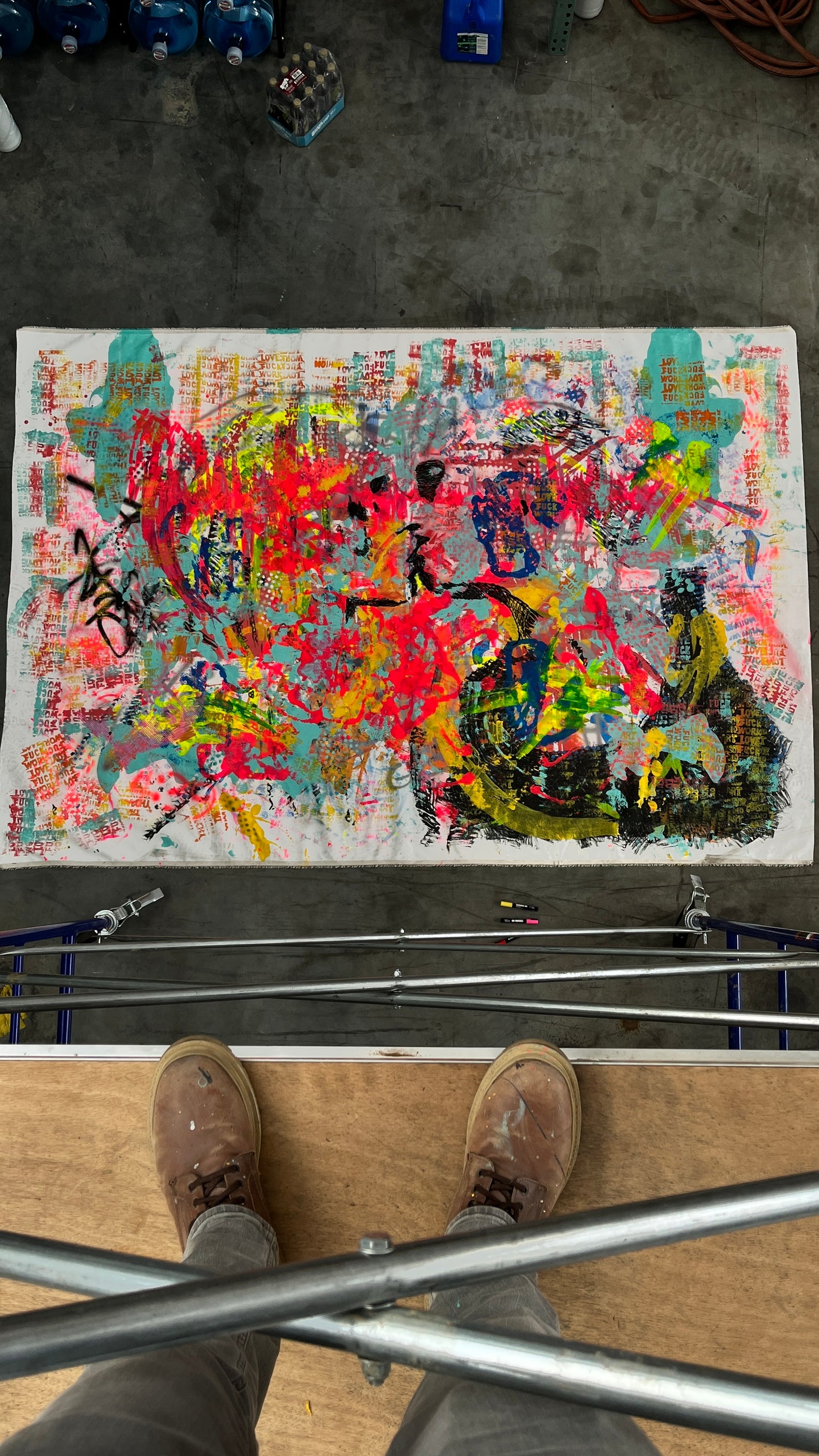 Pop Fusion: A Dance of Colors, Icons, and Emotions — Mixed media on canvas by Papayon