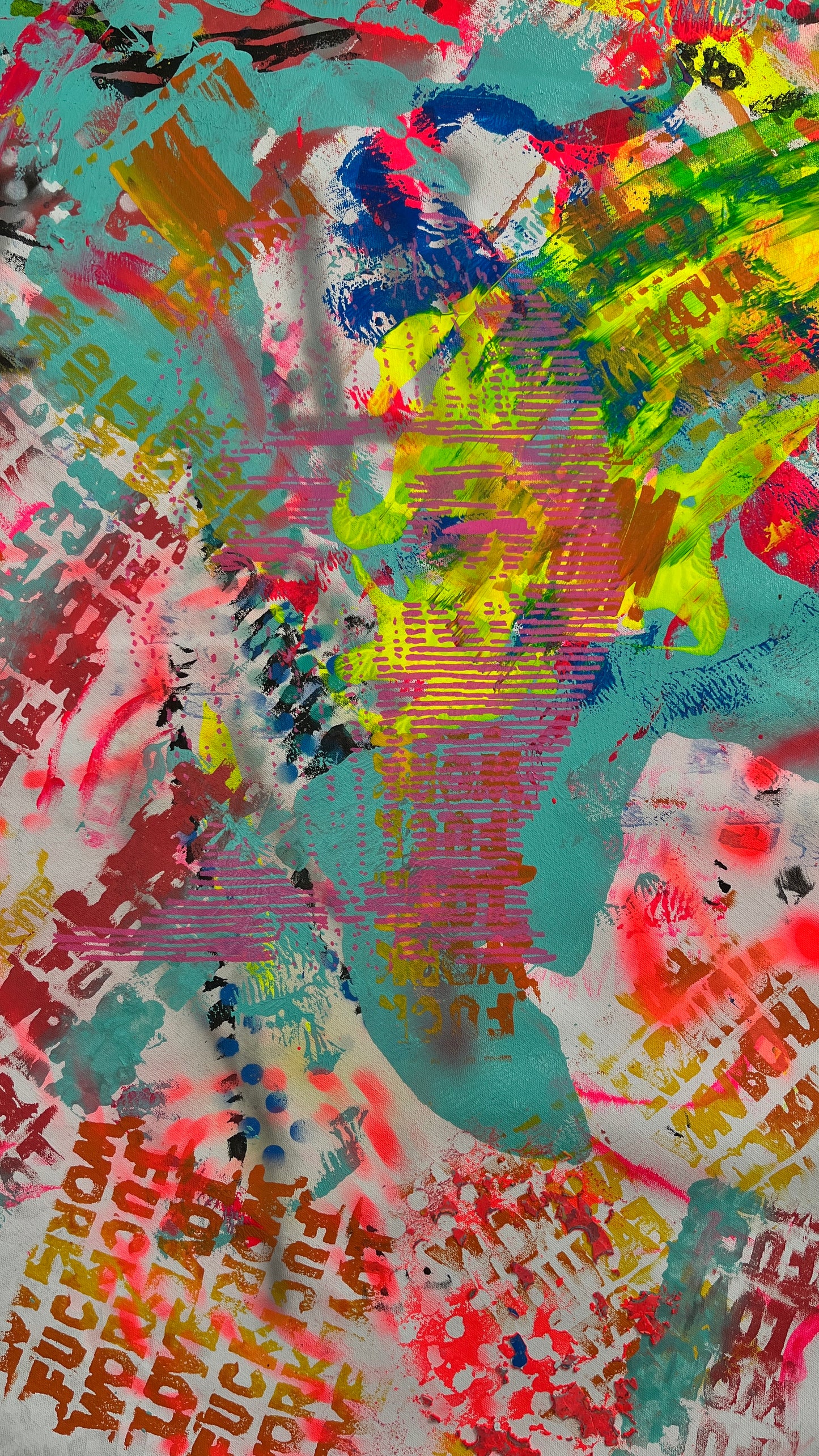 Pop Fusion: A Dance of Colors, Icons, and Emotions — Mixed media on canvas by Papayon