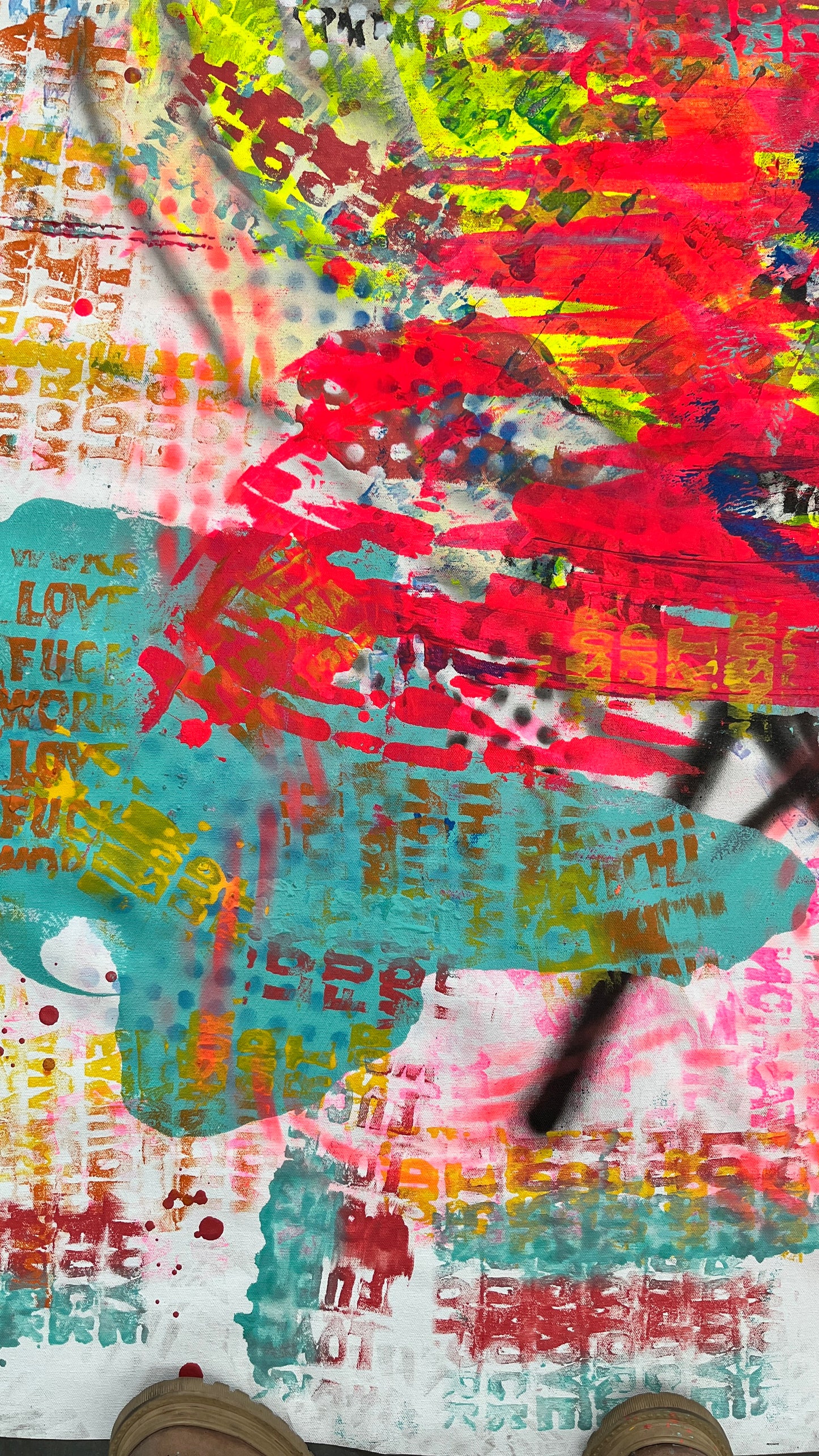Pop Fusion: A Dance of Colors, Icons, and Emotions — Mixed media on canvas by Papayon