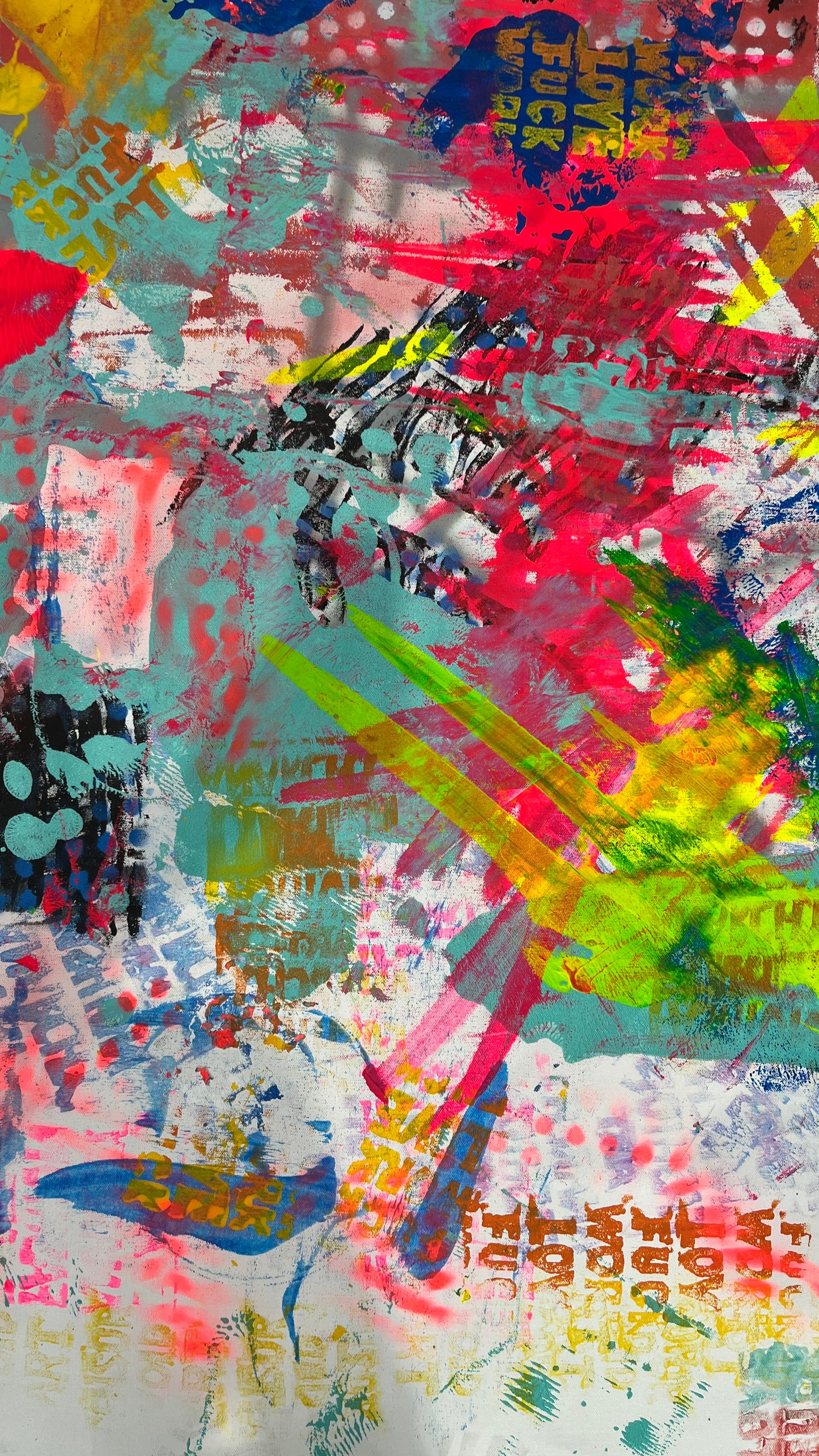 Pop Fusion: A Dance of Colors, Icons, and Emotions — Mixed media on canvas by Papayon