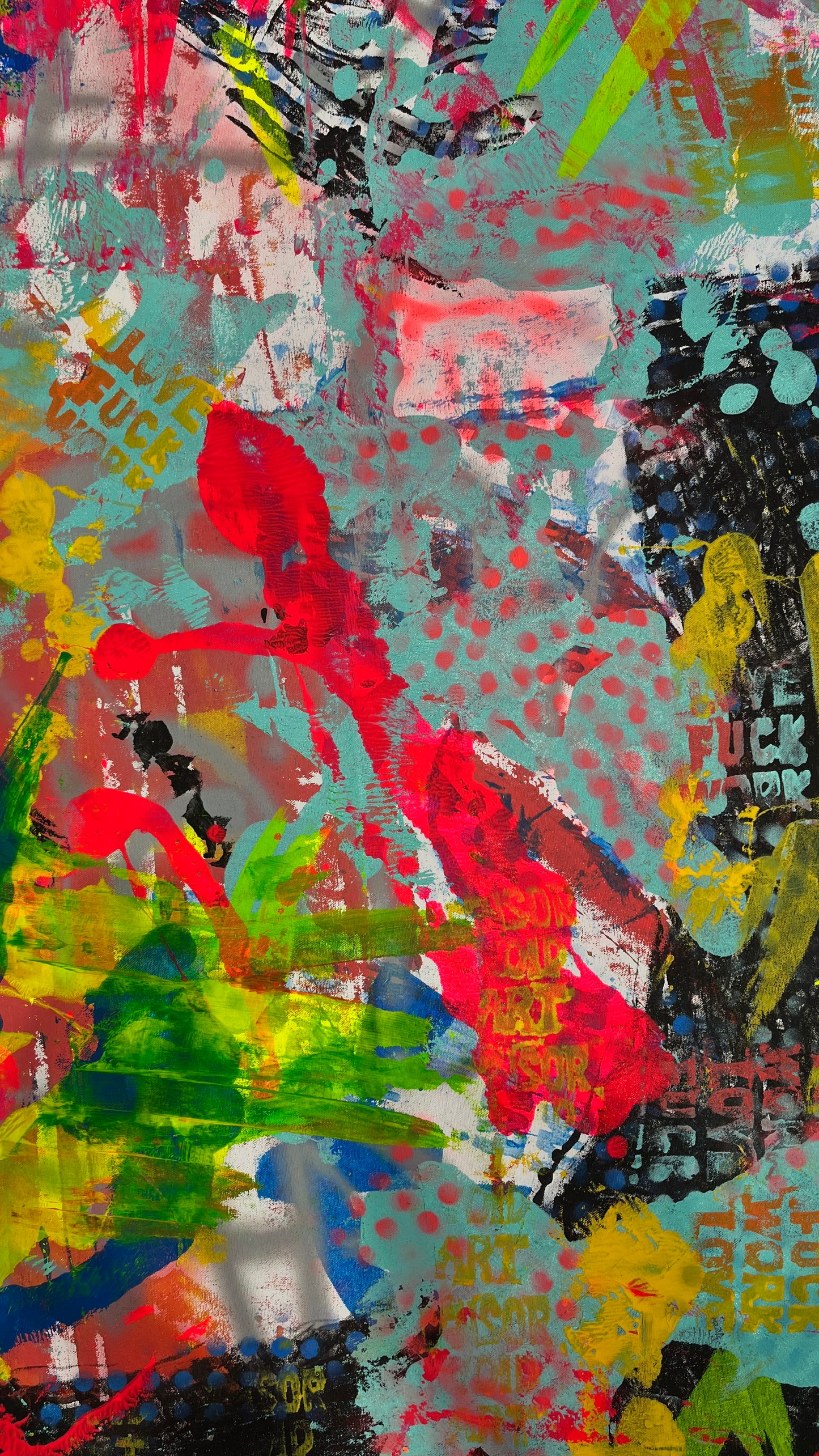 Pop Fusion: A Dance of Colors, Icons, and Emotions — Mixed media on canvas by Papayon