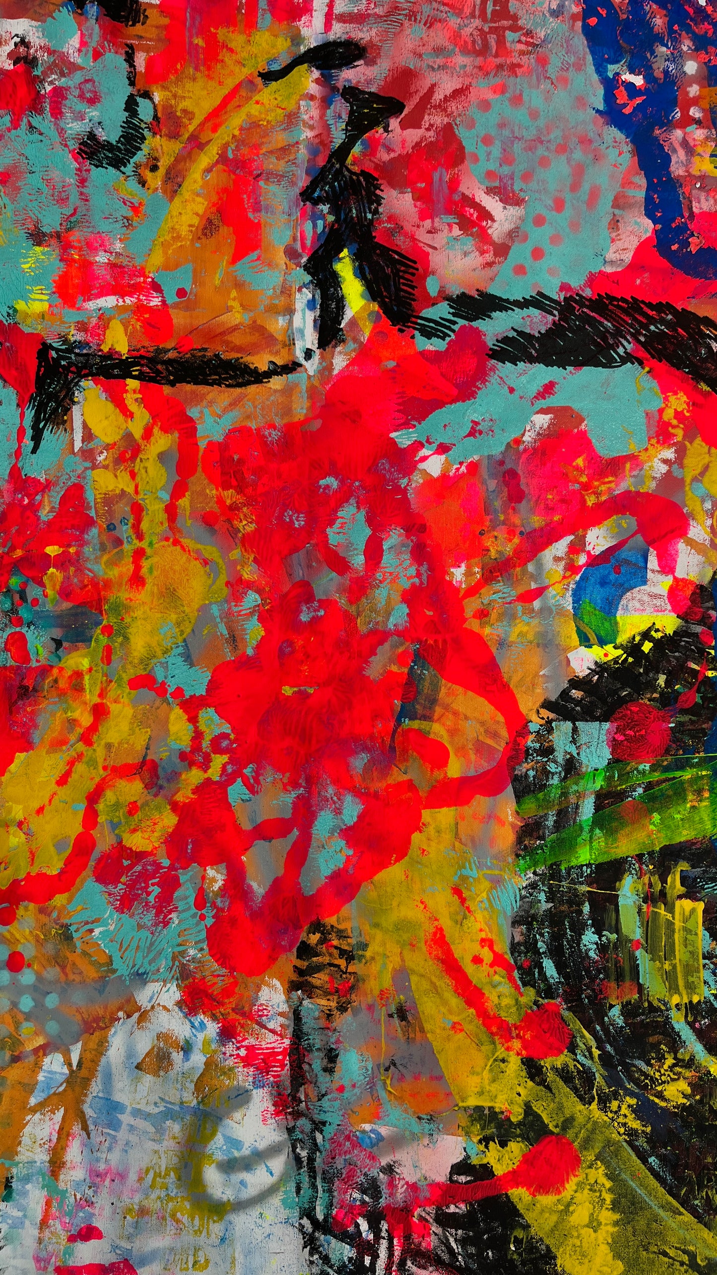 Pop Fusion: A Dance of Colors, Icons, and Emotions — Mixed media on canvas by Papayon