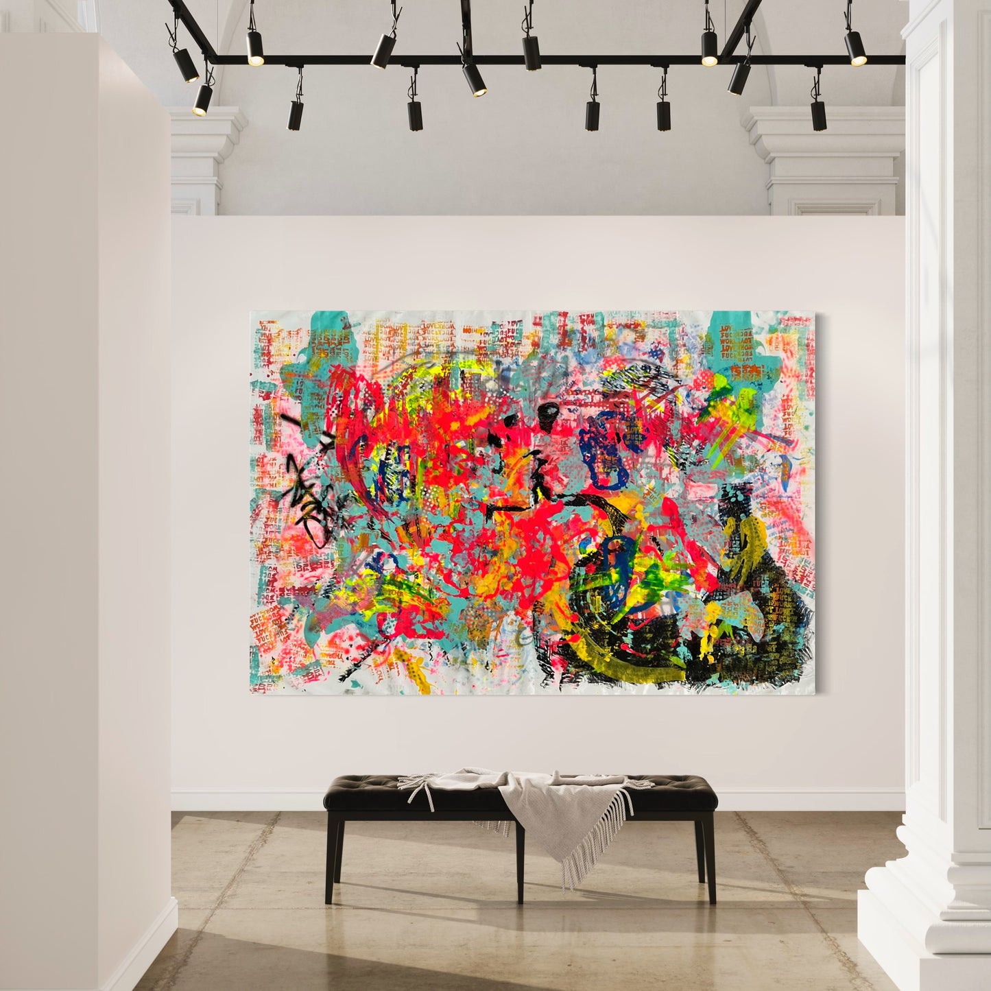 Pop Fusion: A Dance of Colors, Icons, and Emotions — Mixed media on canvas by Papayon