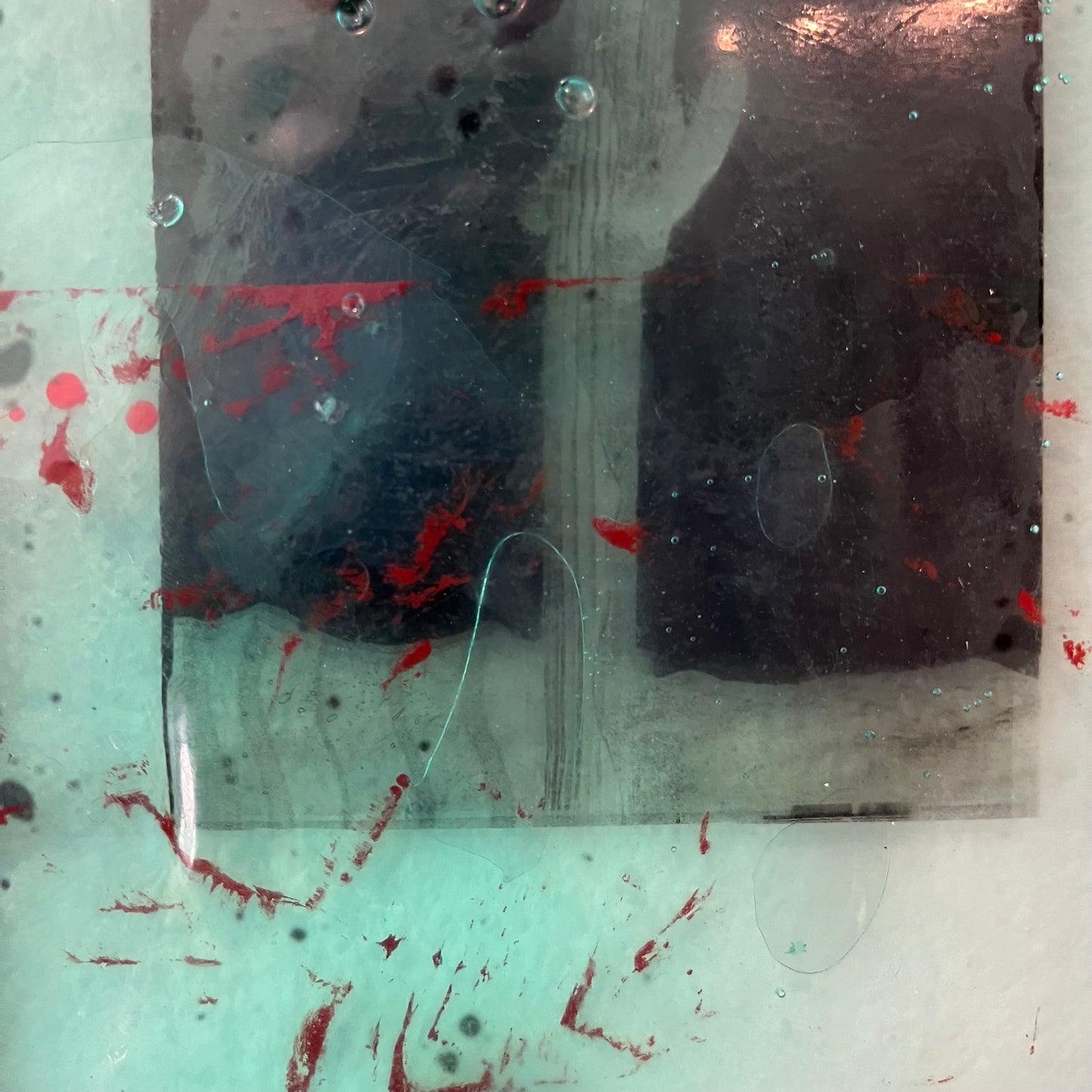 Teal Shadows — Mixed media framed