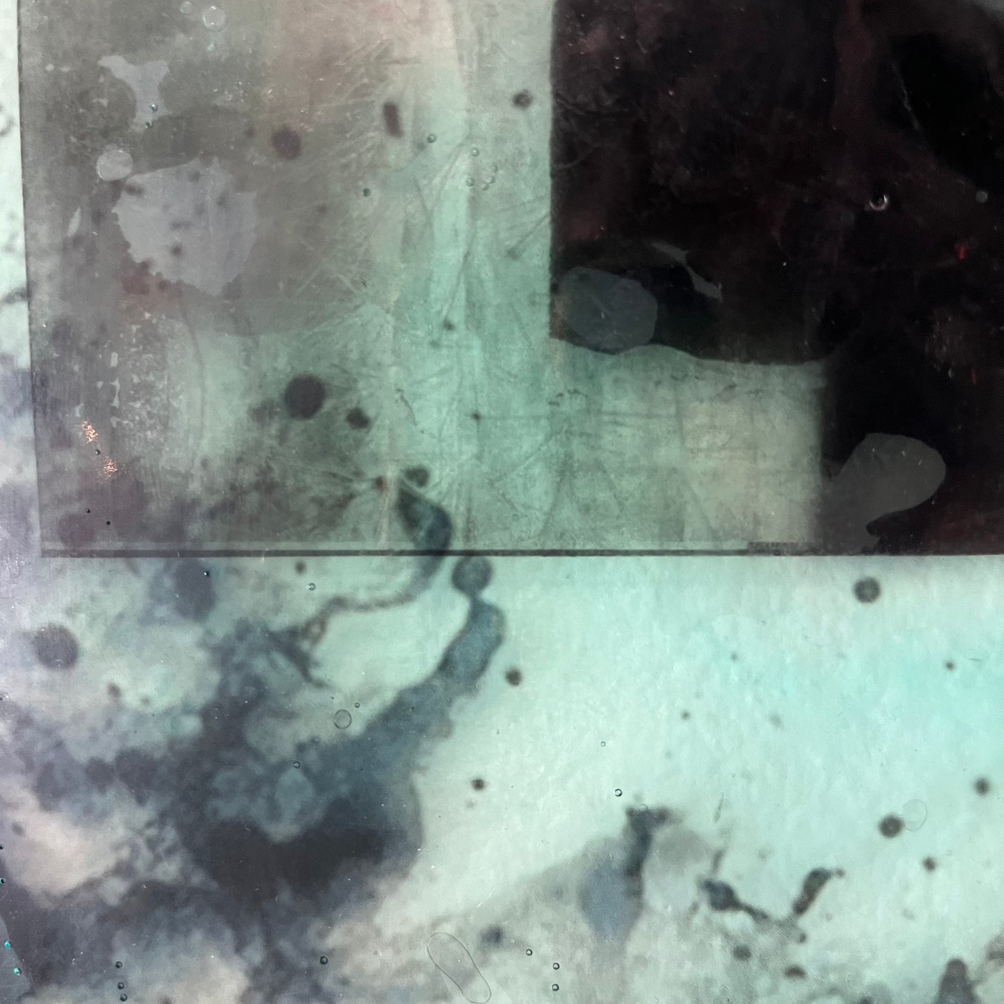 Teal Shadows — Mixed media framed
