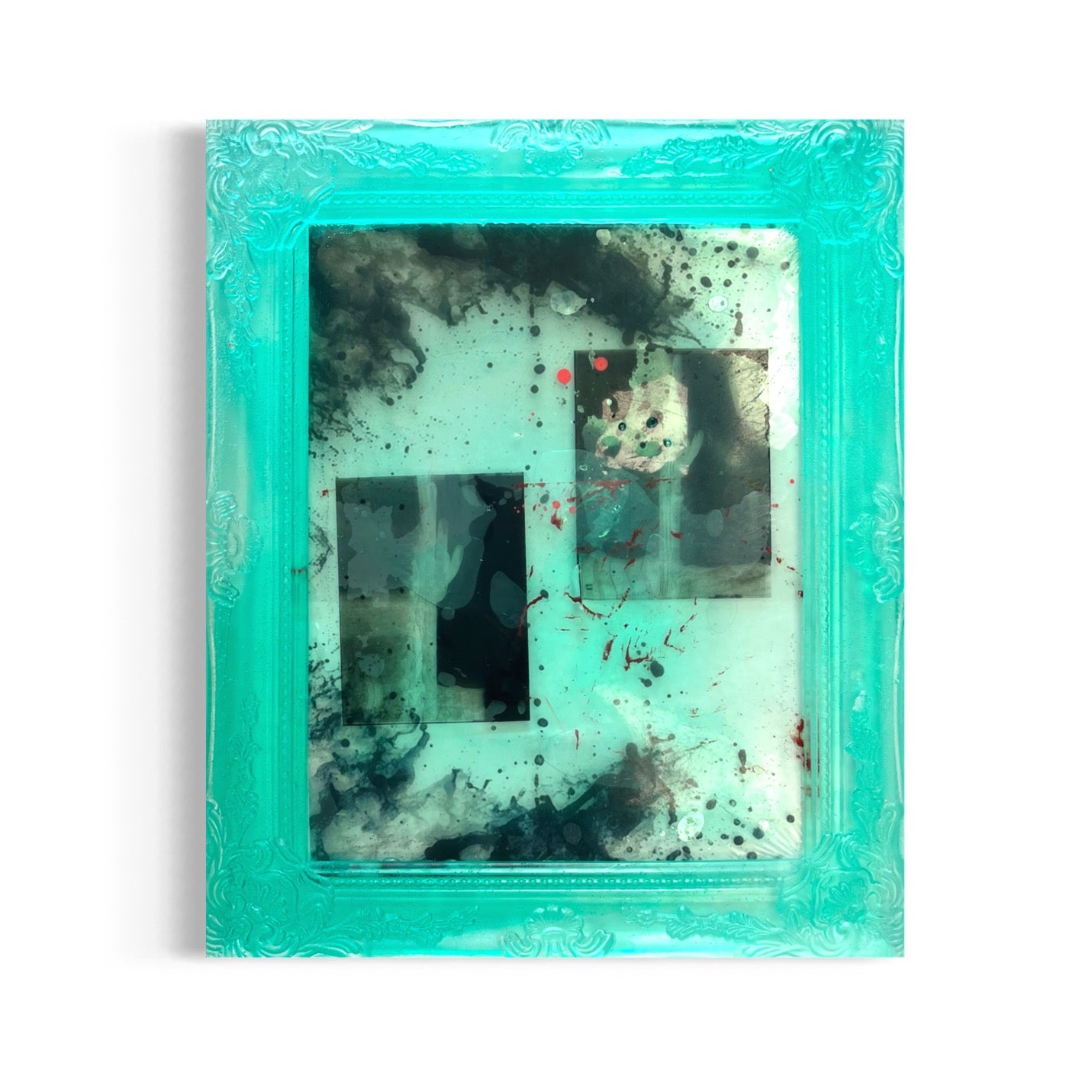 Teal Shadows — Mixed media framed