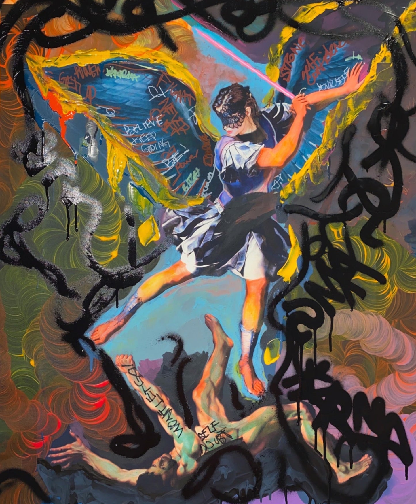 Mixed media canvas by Papayon