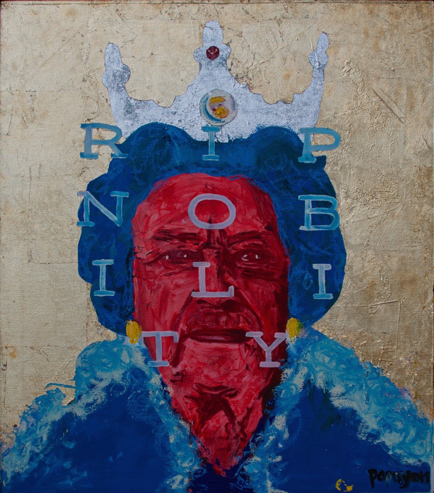 Gold leaf on canvas original art by Papayon