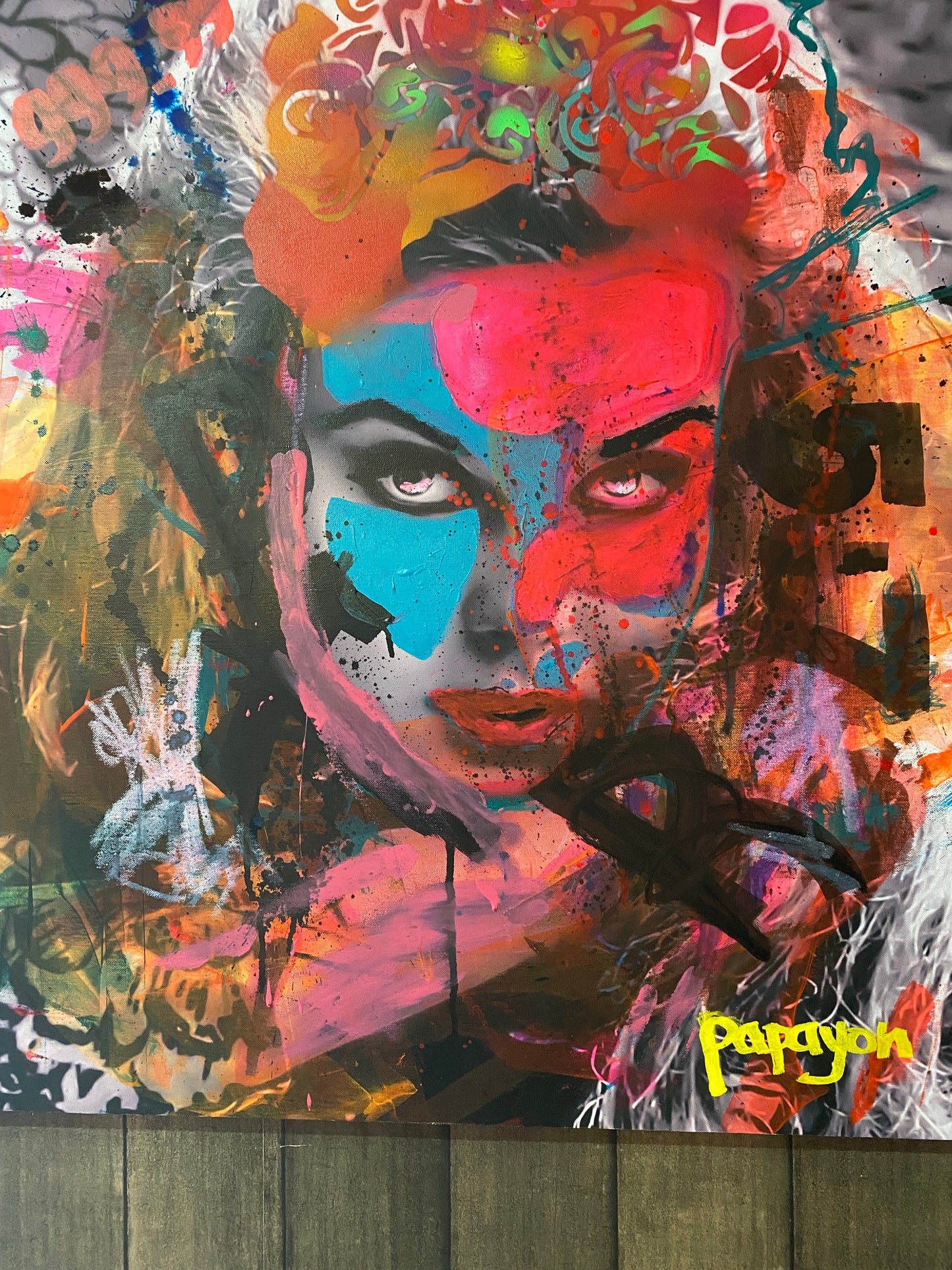 Un lienzo de mirada vacía — Técnica mixta sobre lienzo de Papayon