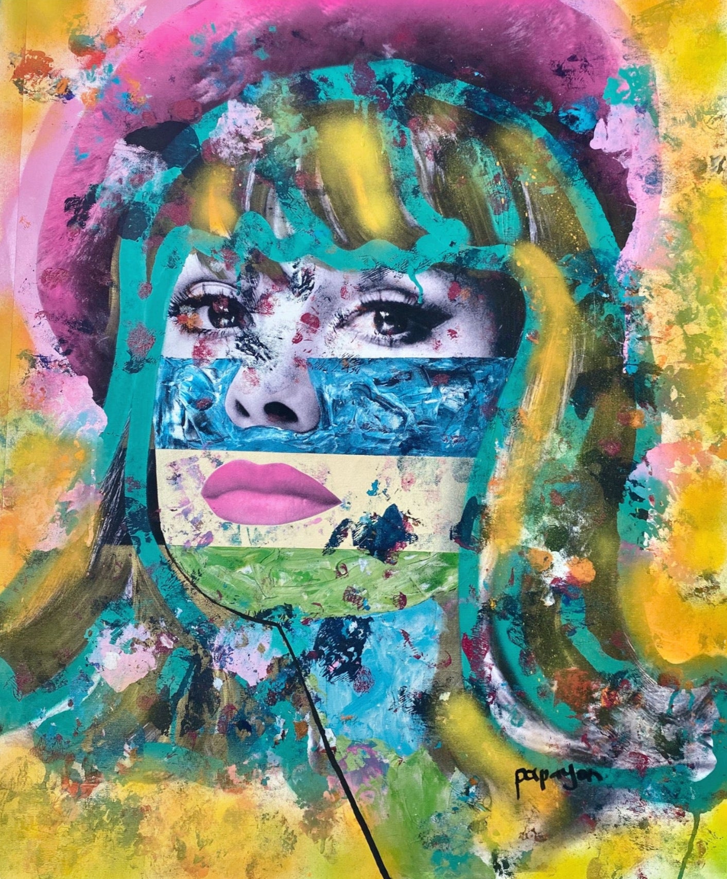 Mixed media on canvas original art by Papayon