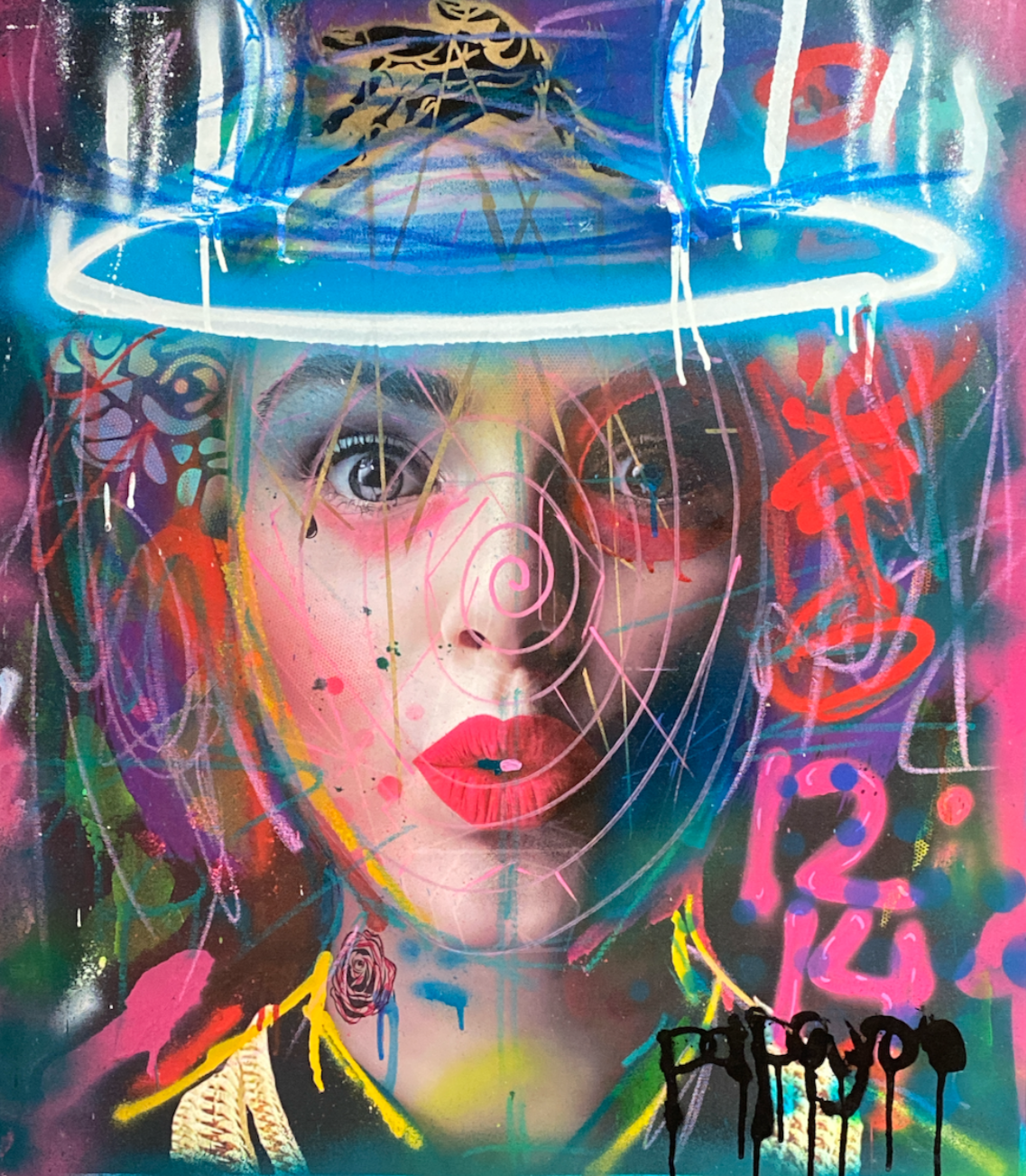 Mixed media portrait by Papayon