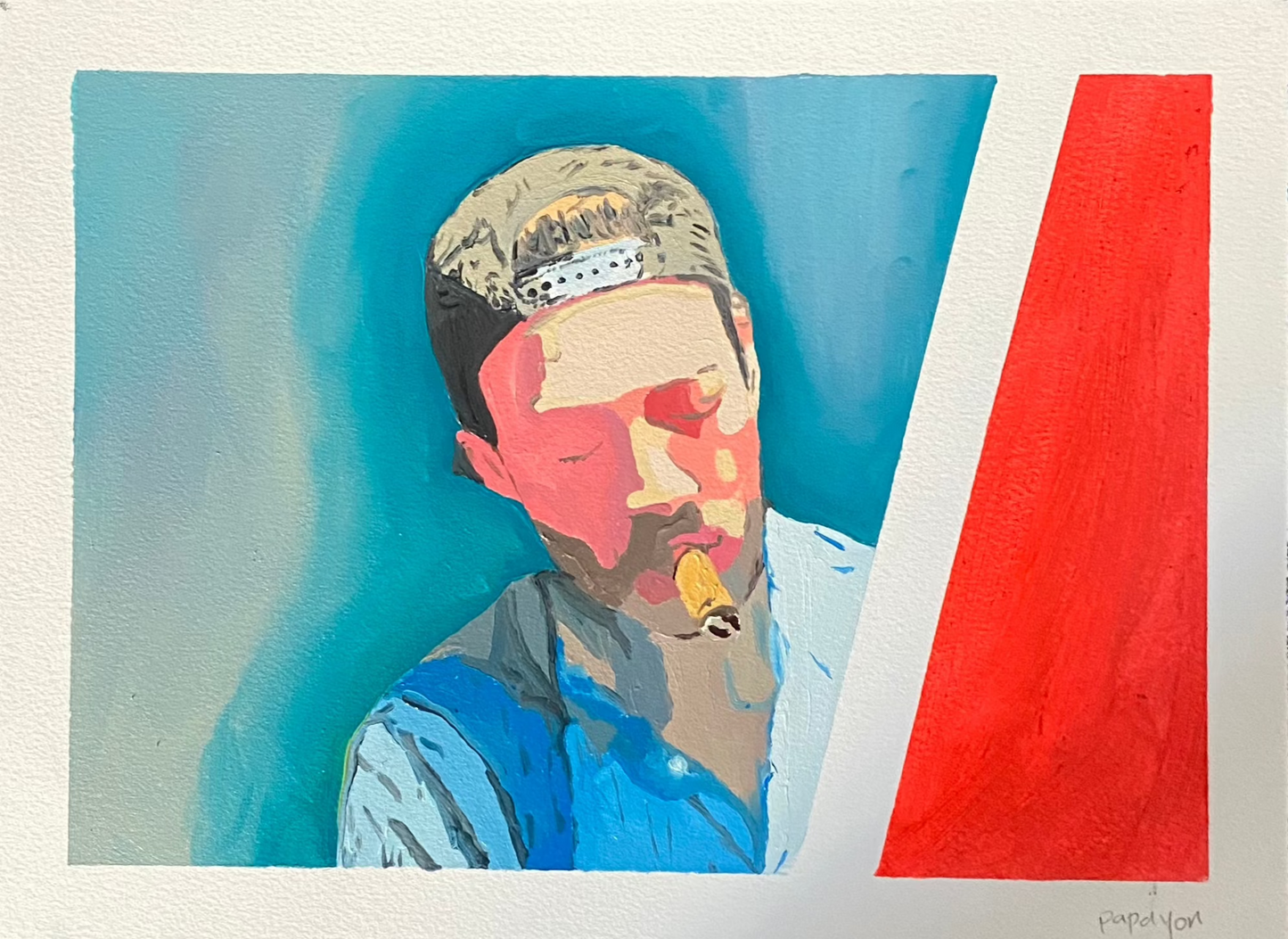 Oil on paper Papayon selfportrait