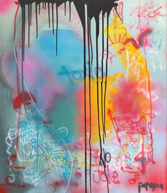 Mixed media on canvas original artwork by Papayon