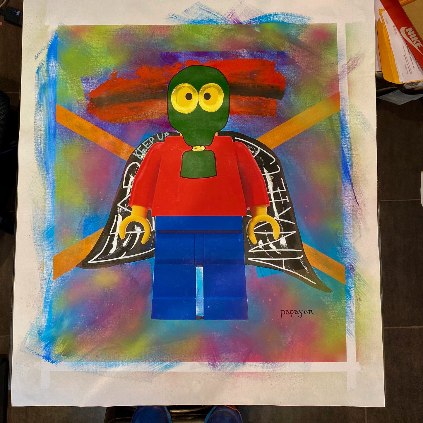 Resilient Guardian Lego mini figure — Mixed media on canvas by Papayon