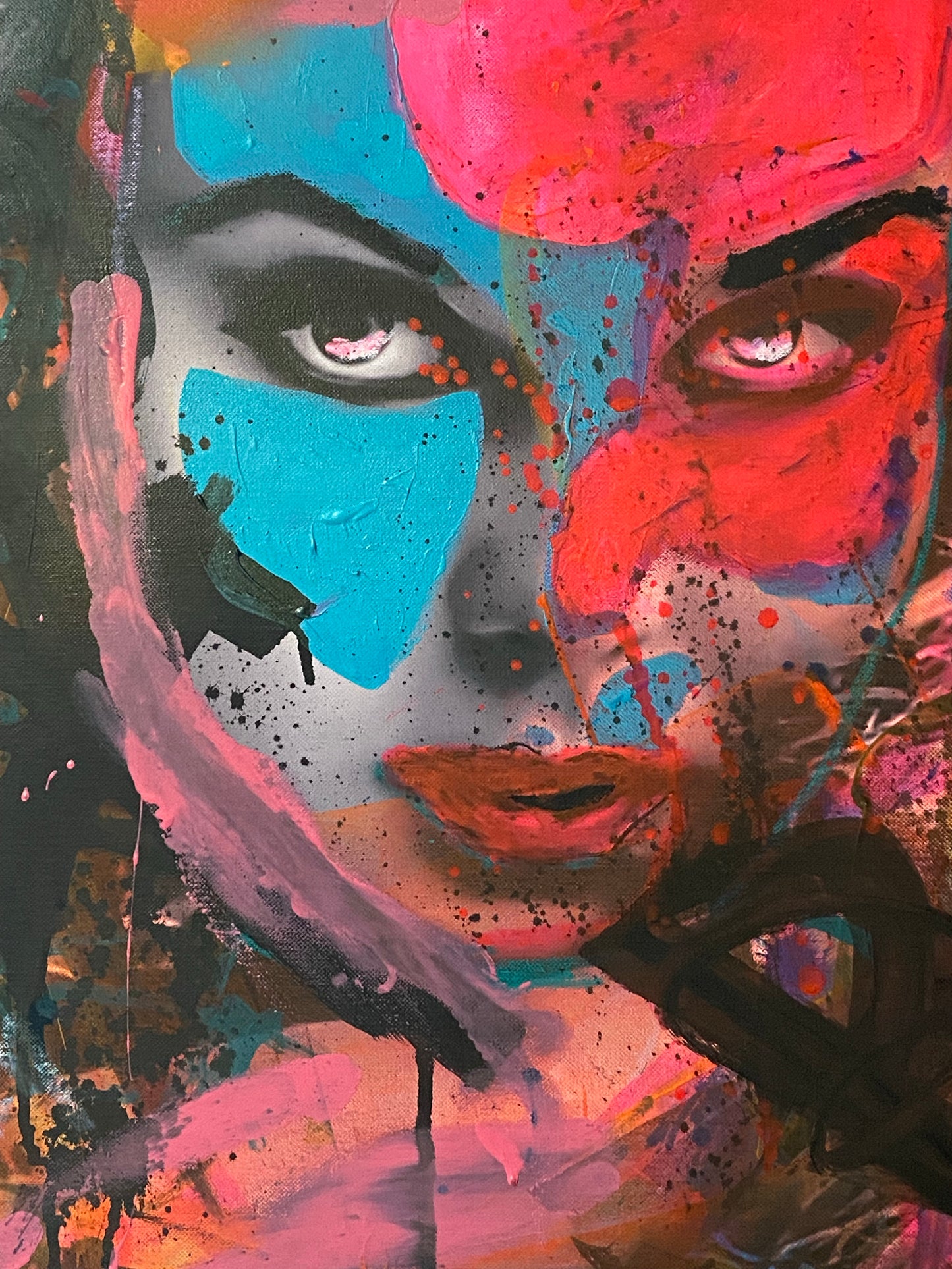 Un lienzo de mirada vacía — Técnica mixta sobre lienzo de Papayon