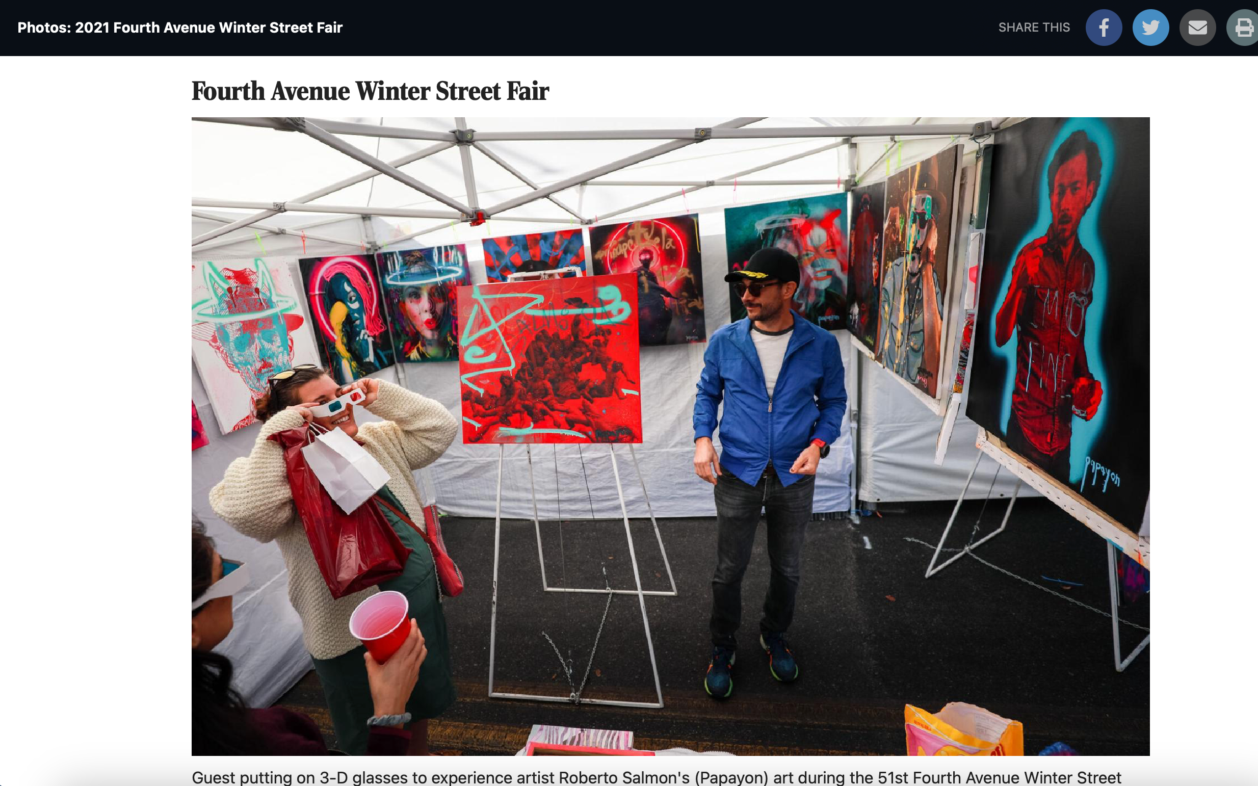 Roberto Salmon's Art Booth Shines at the 51st Fourth Avenue Winter Street Fair