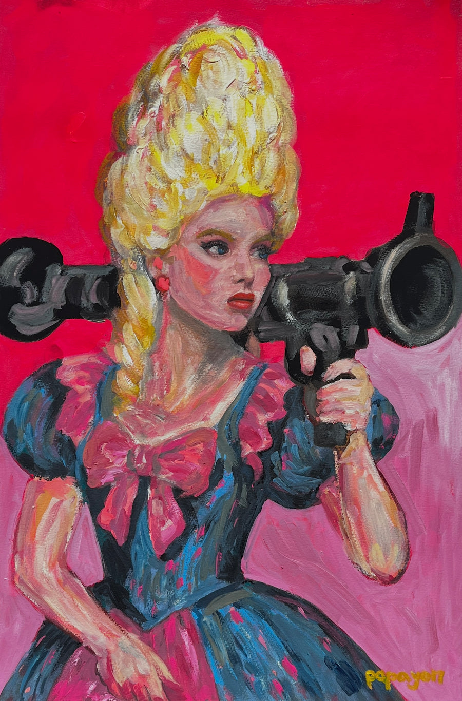 Let Them Eat War — Original Artwork by Papayon - Oil Mixed media on Cotton Paper