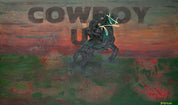 Cowboy Up— Papayon | Mixed Media ink and oil on canvas 2025