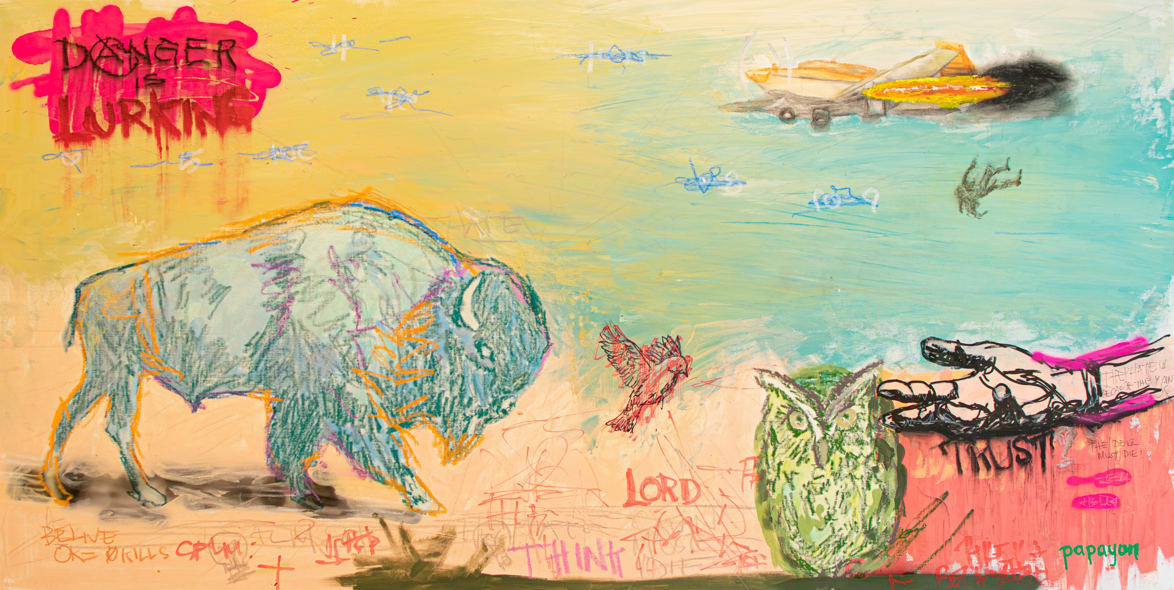 Danger is Lurking — Mixed media on canvas by Papayon
