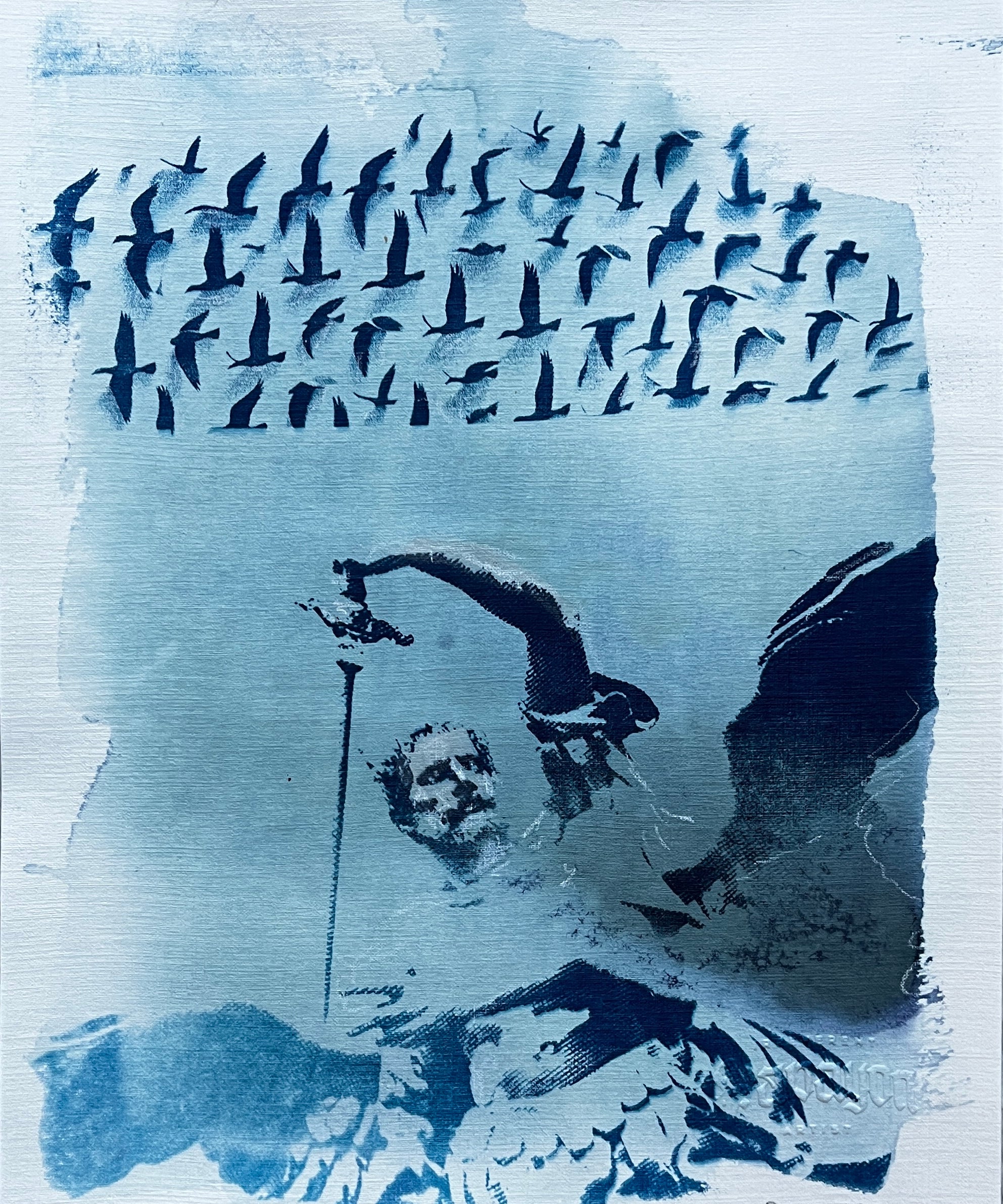 Mixed media, cyanotype on paper by Papayon