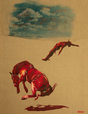Falling with Style — Original Artwork by Papayon - Mixed media on raw linen