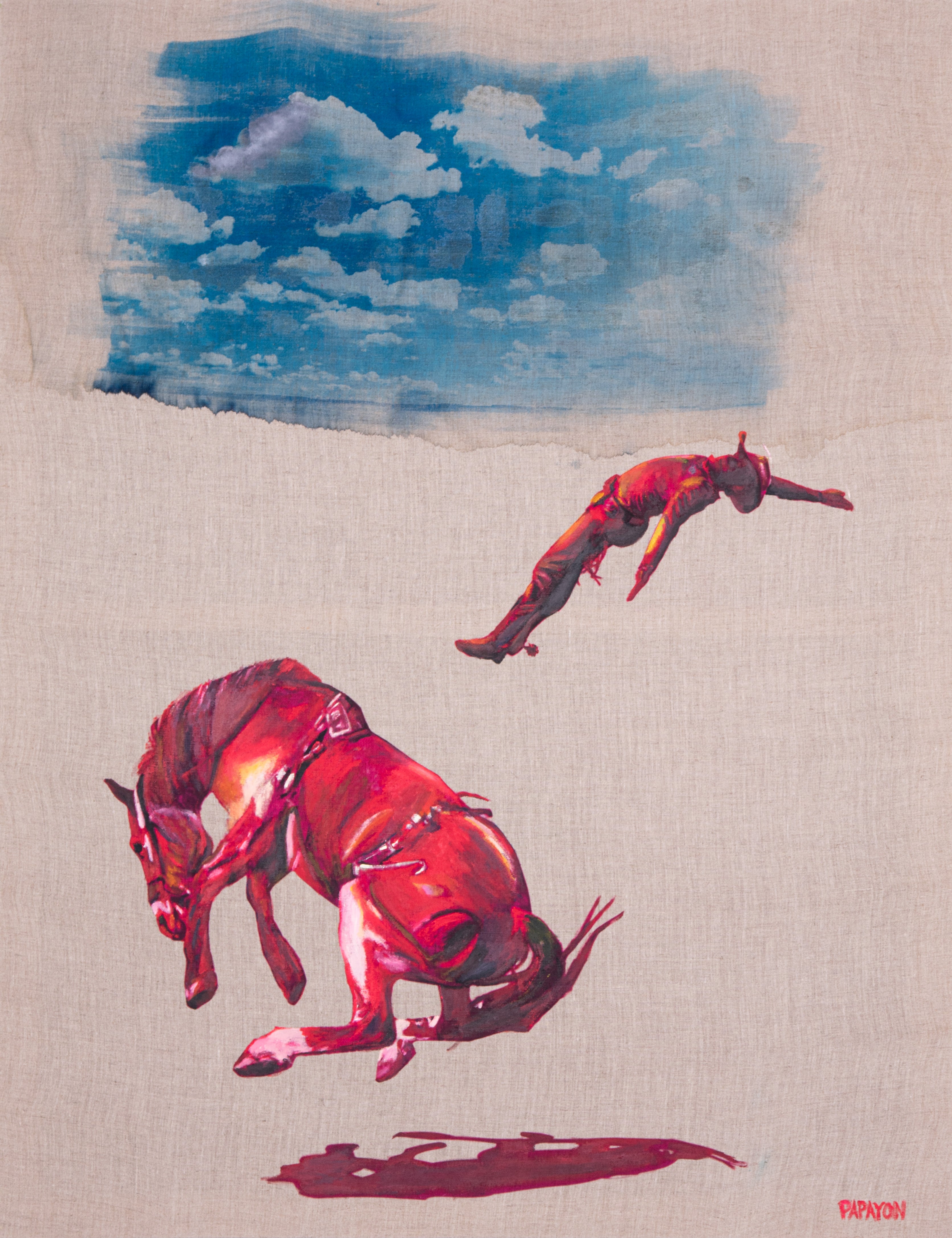 Falling with Style — Original Artwork by Papayon | Mixed media on raw linen 2025
