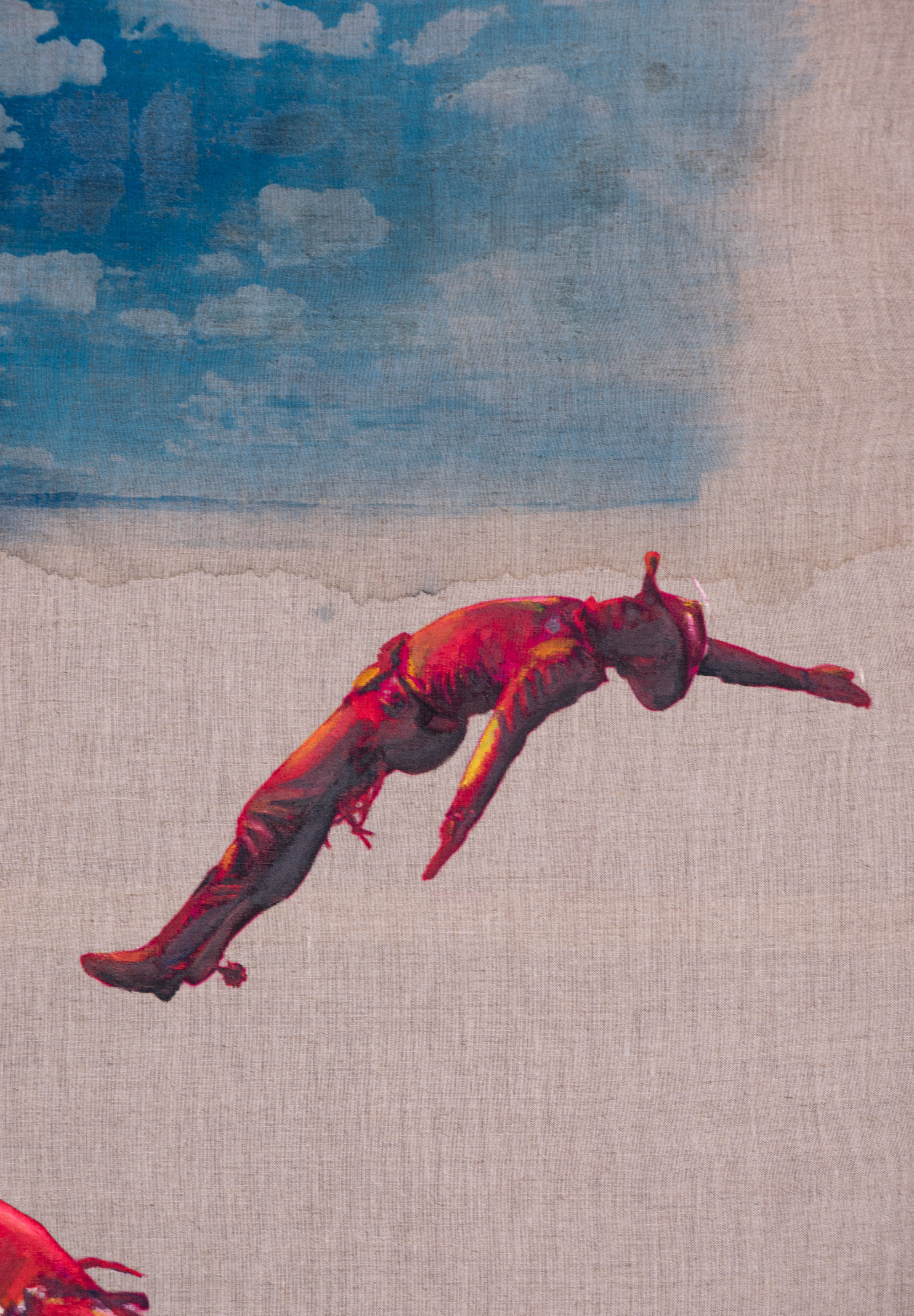 Falling with Style — Original Artwork by Papayon | Mixed media on raw linen 2025
