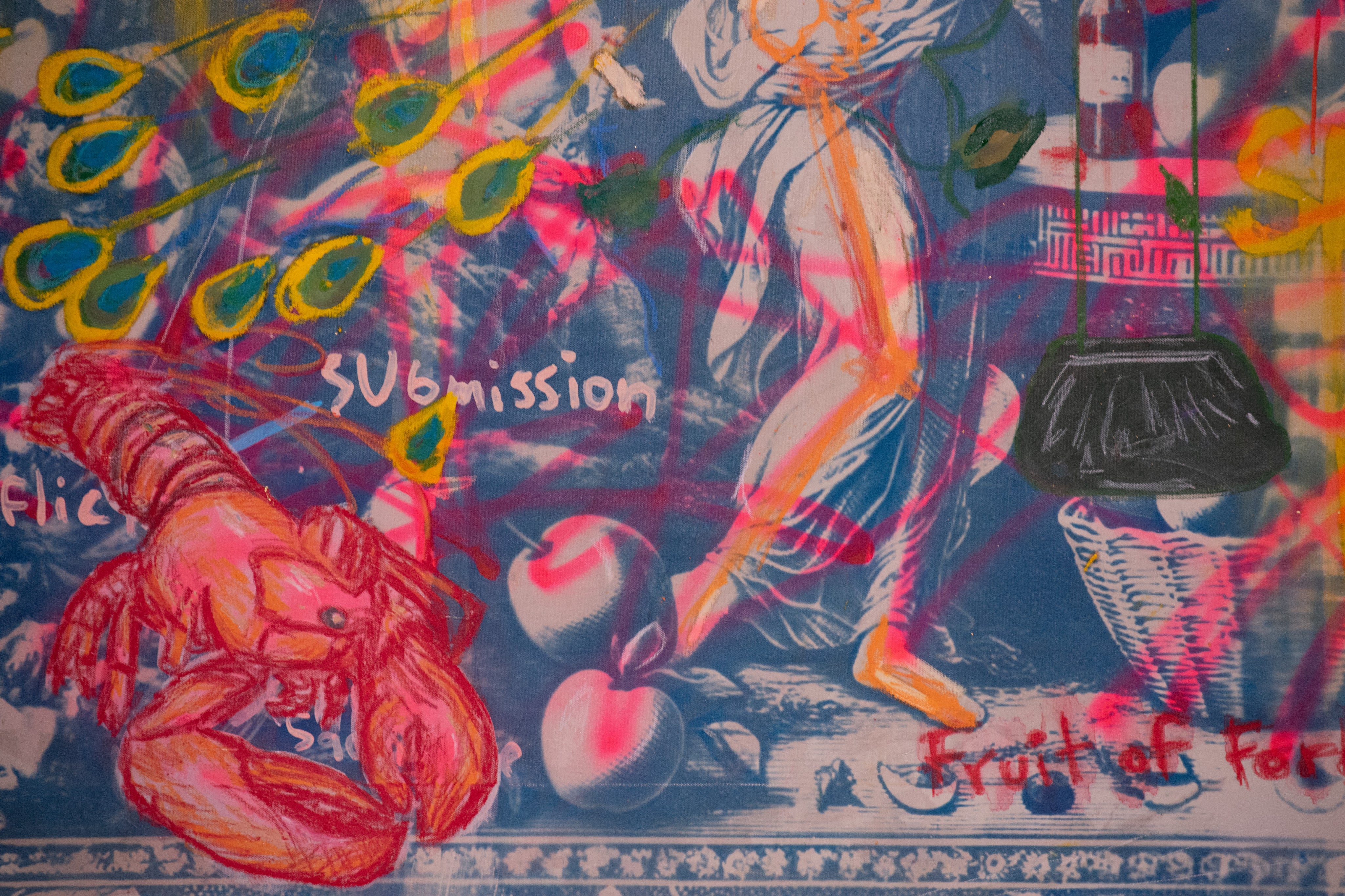 Forbidden — Original Artwork by Papayon - Mixed media cyanotype on canvas