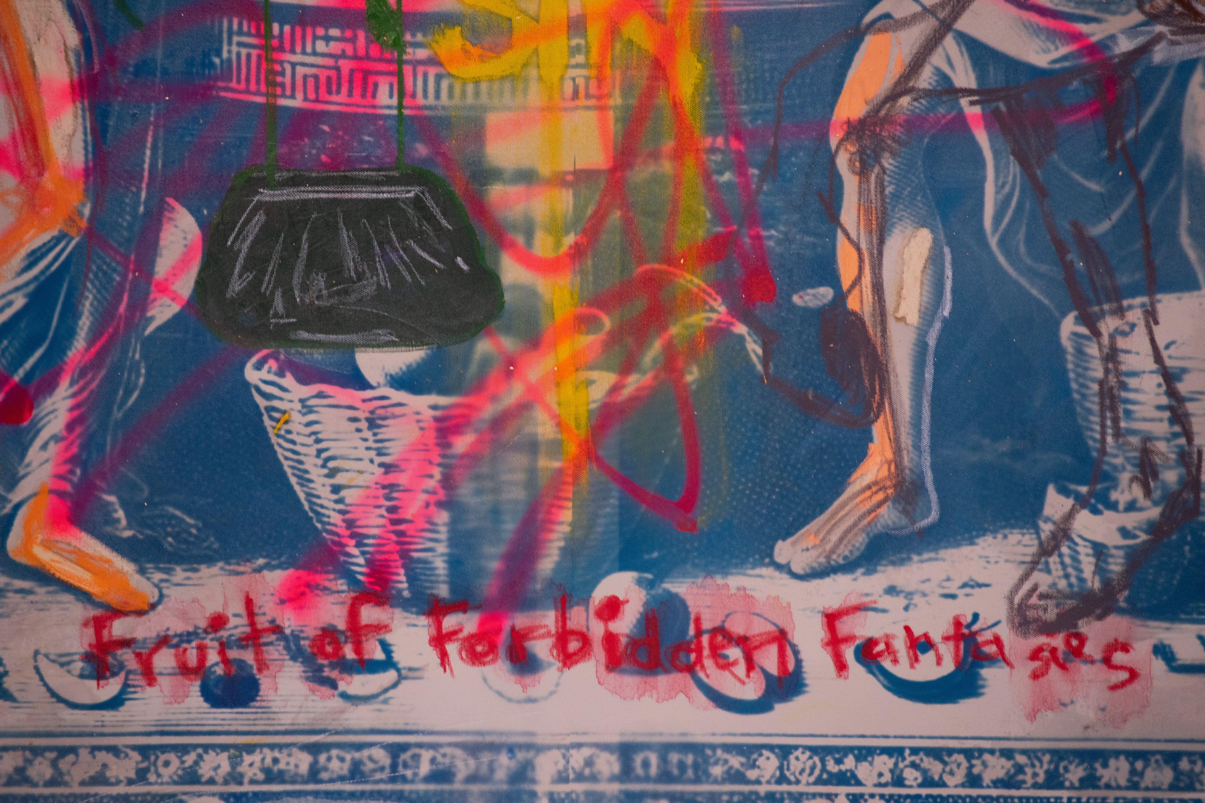 Forbidden — Original Artwork by Papayon - Mixed media cyanotype on canvas