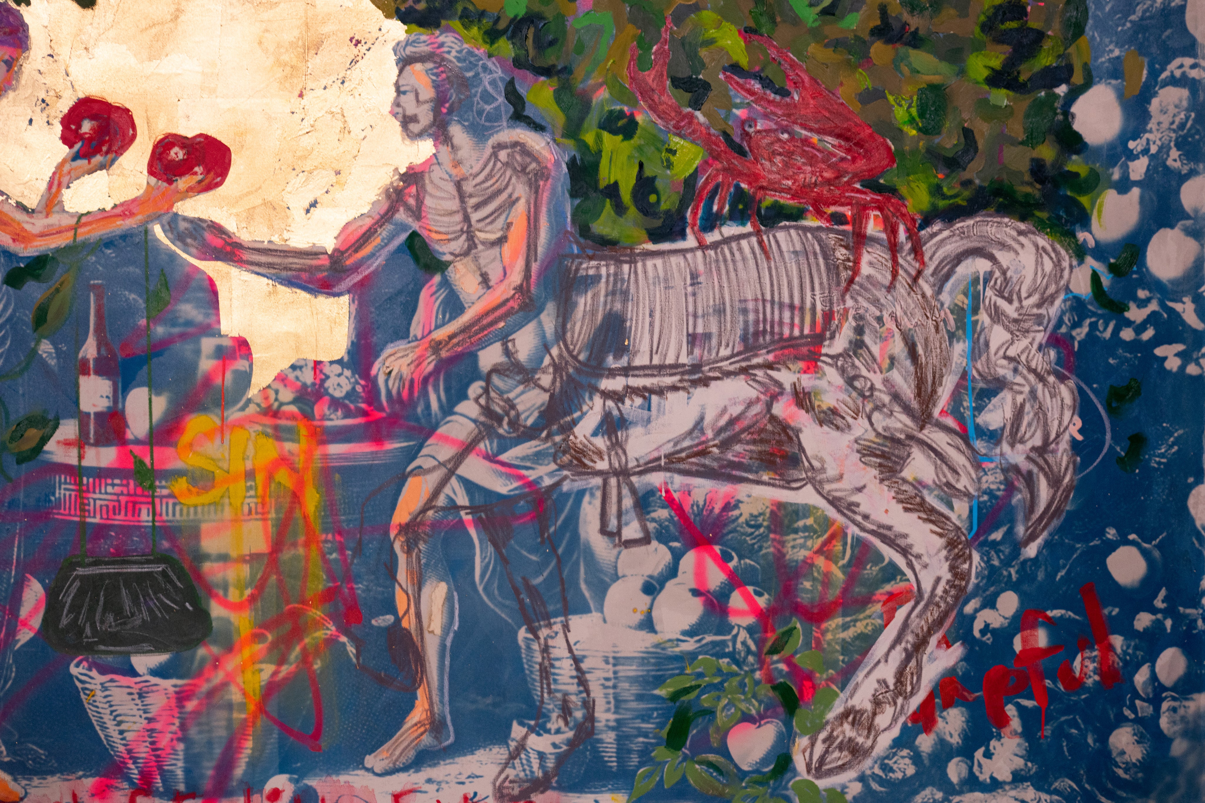 Forbidden — Original Artwork by Papayon - Mixed media cyanotype on canvas