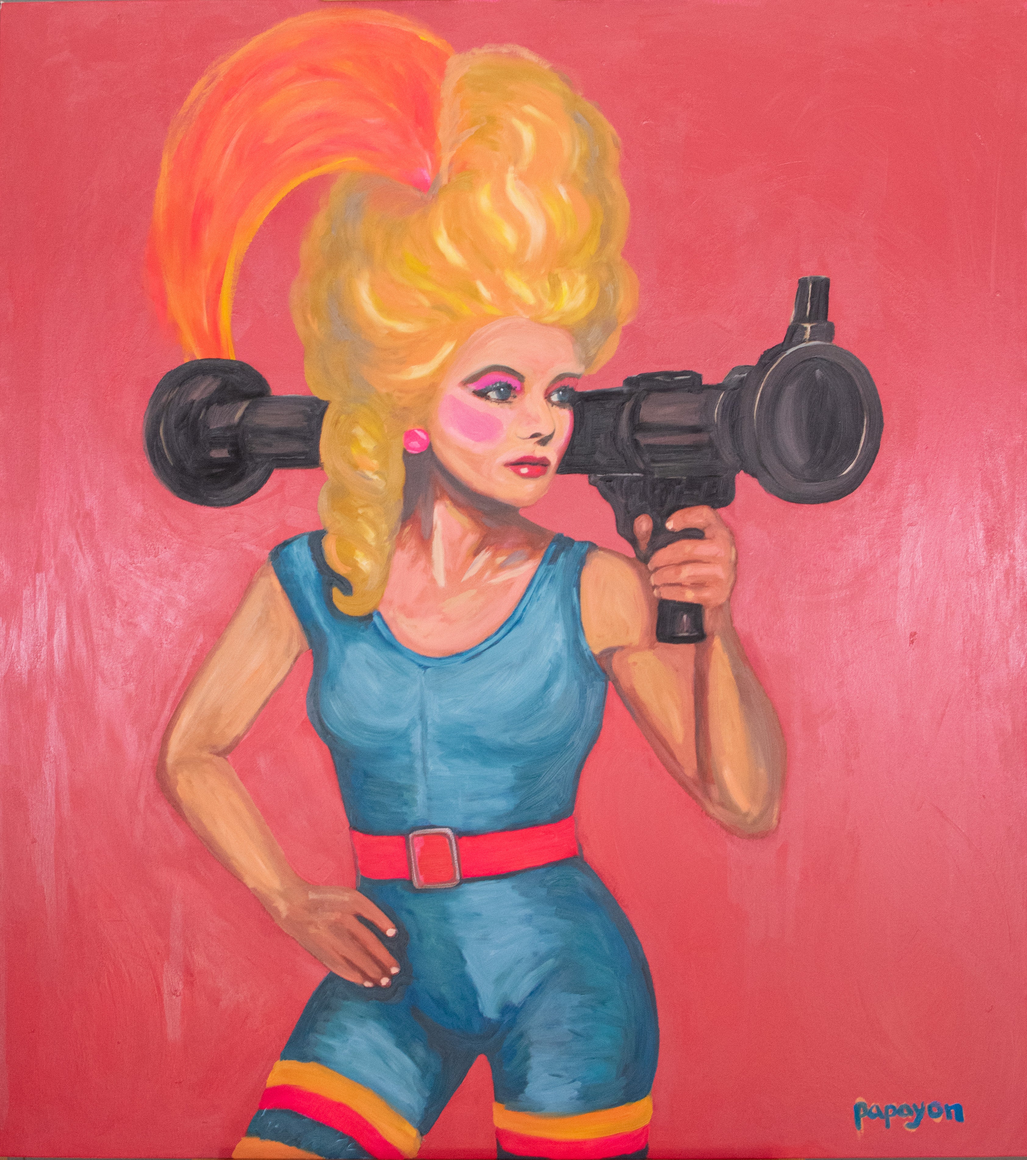 Glamour as Armor — Original artwork by Papayon - Mixed media oil on canvas