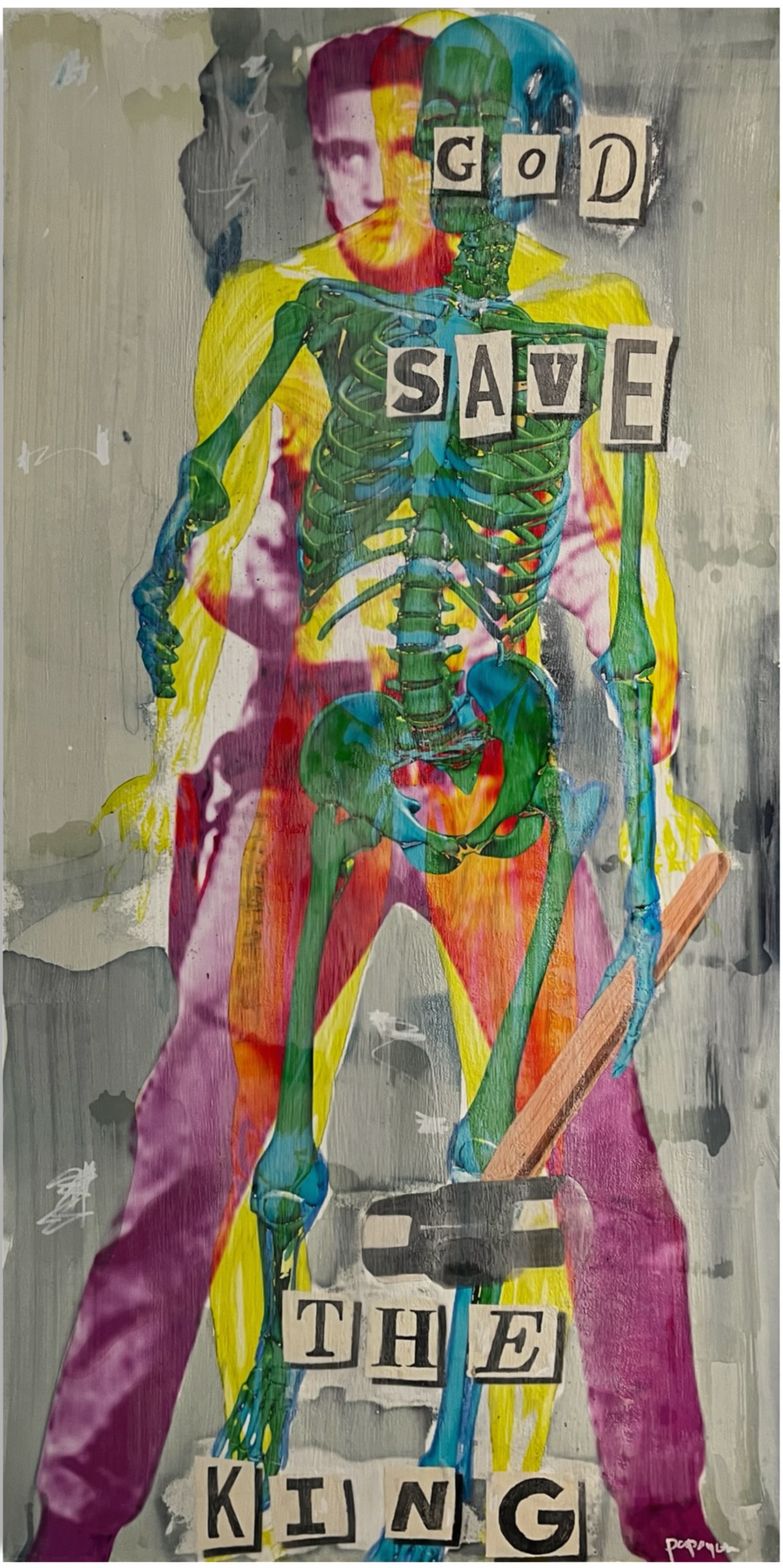 God Save the King — Mixed media encaustic on canvas by Papayon