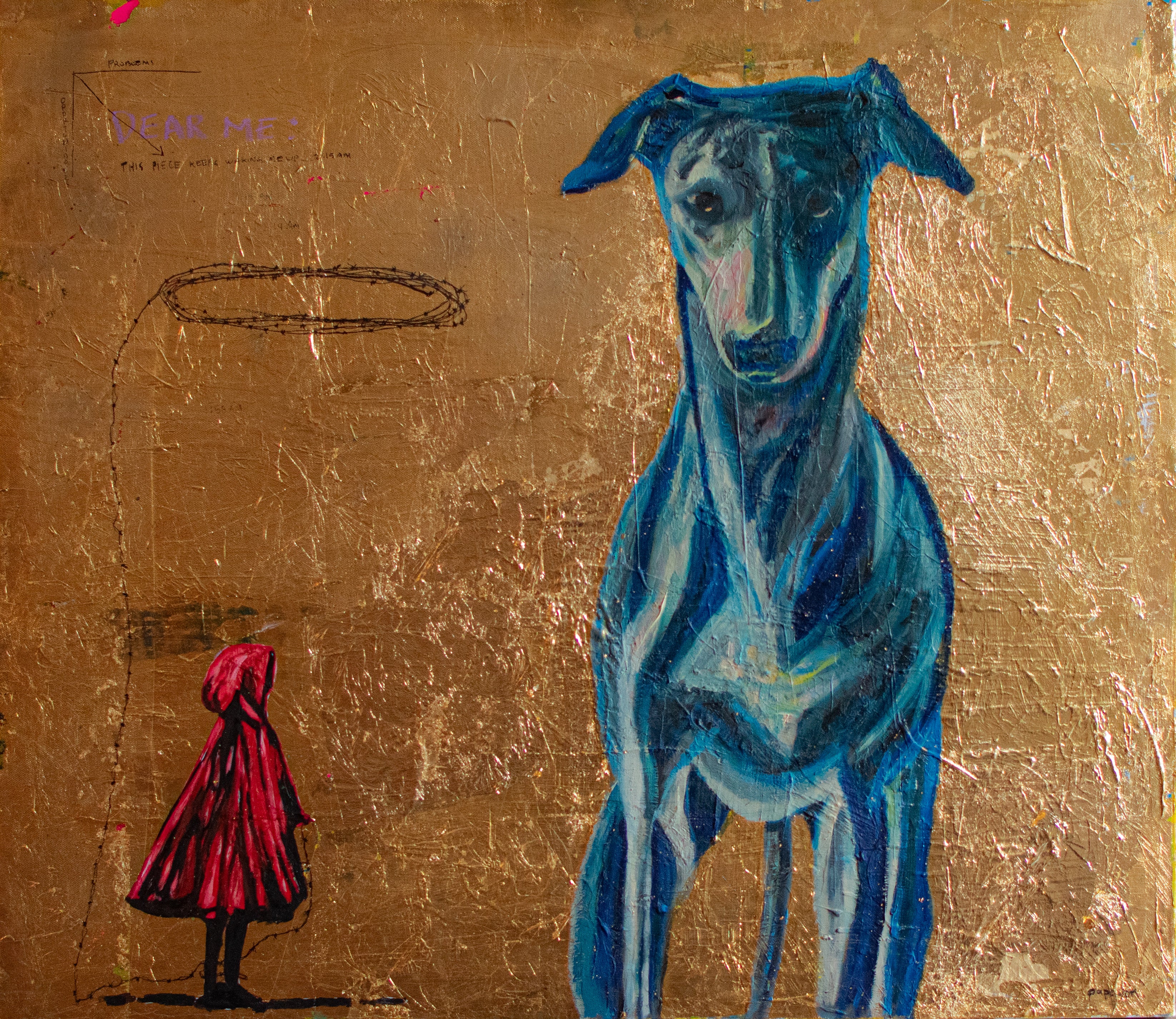 Guardian of Shadows — Original artwork by Papayon – Mixed media and gold leaf on canvas