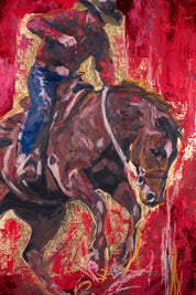 Hard Ride — Original Artwork by Papayon | Mixed media oil, pastel and foil on canvas 2026