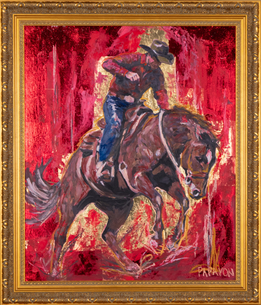 Hard Ride — Original Artwork by Papayon | Mixed media oil, pastel and foil on canvas 2026