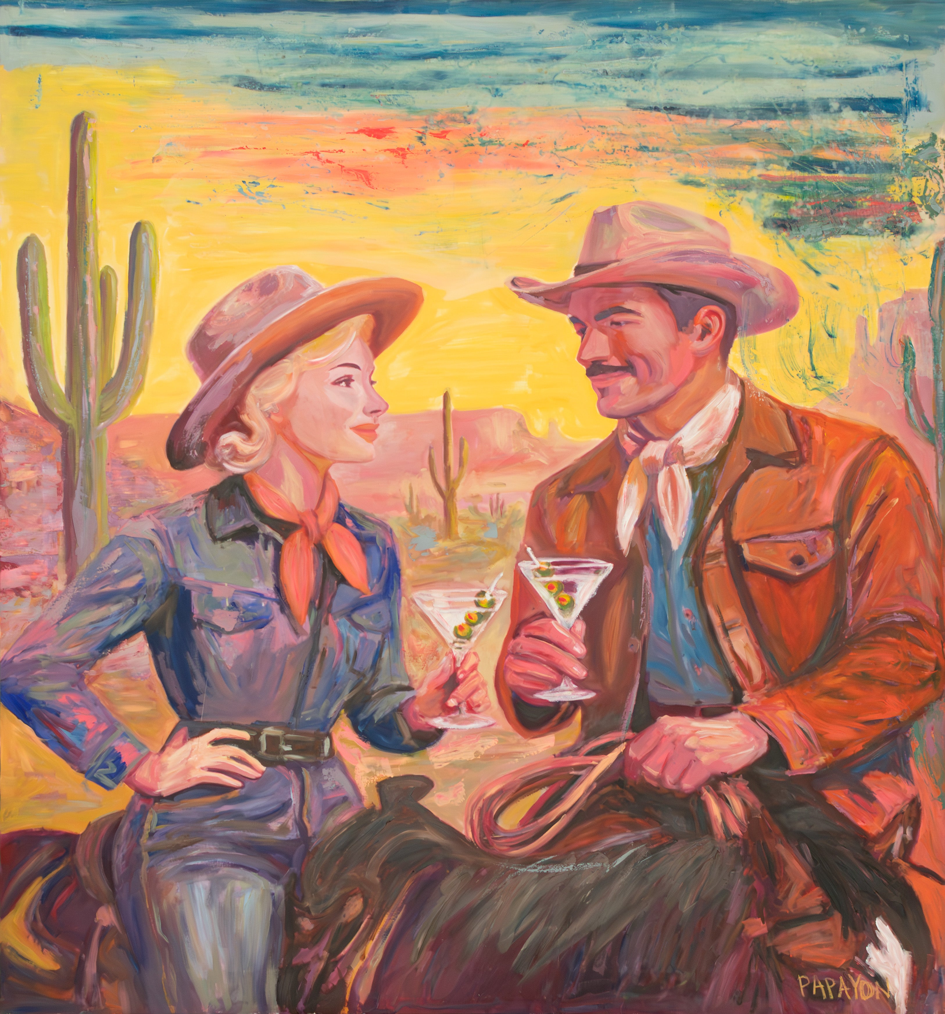 Here, For Now — Original Artwork by Papayon - Mixed media oil and encaustic on canvas