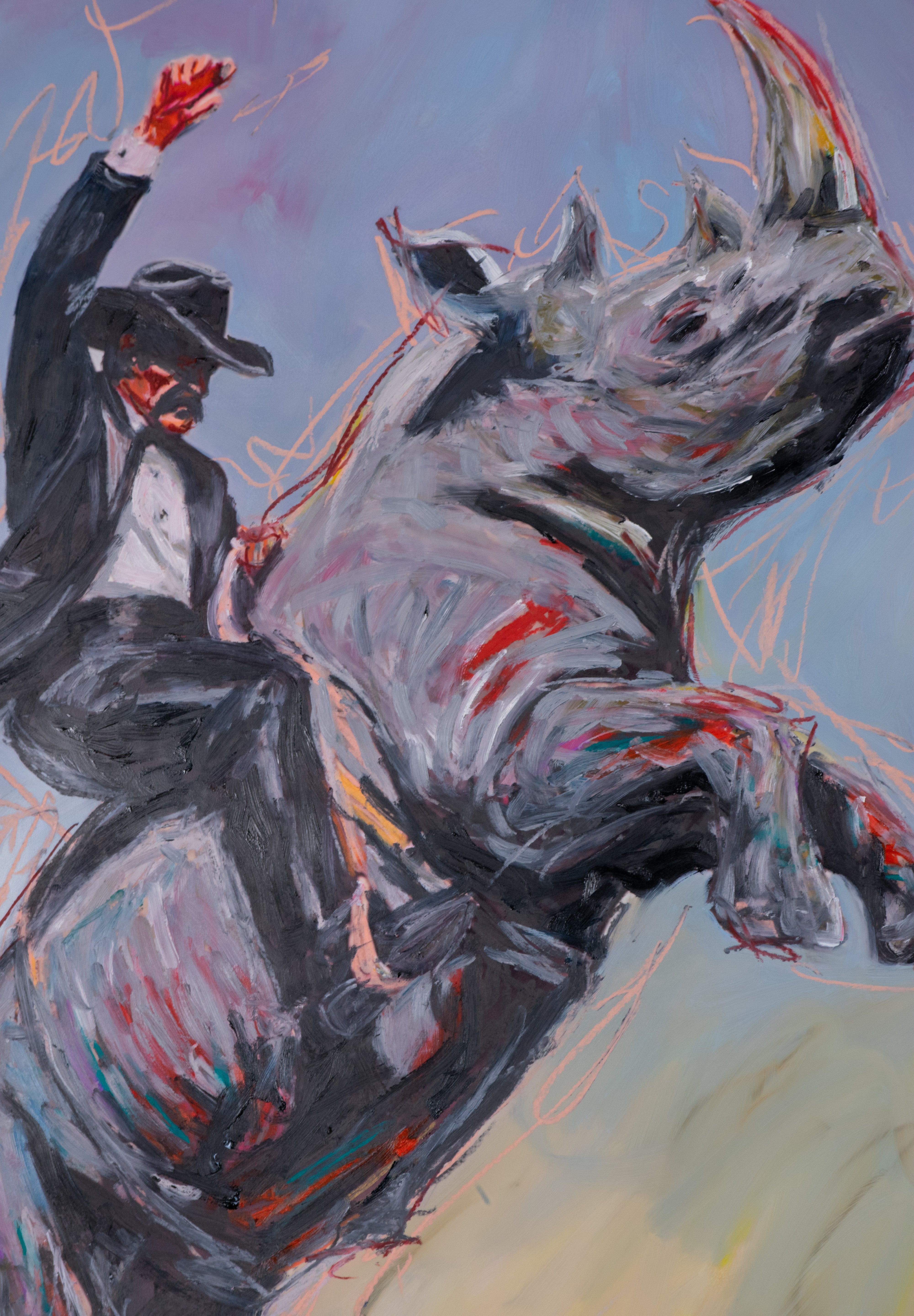 Hold Anyway — Original Artwork by Papayon | Mixed media oil on canvas 2026