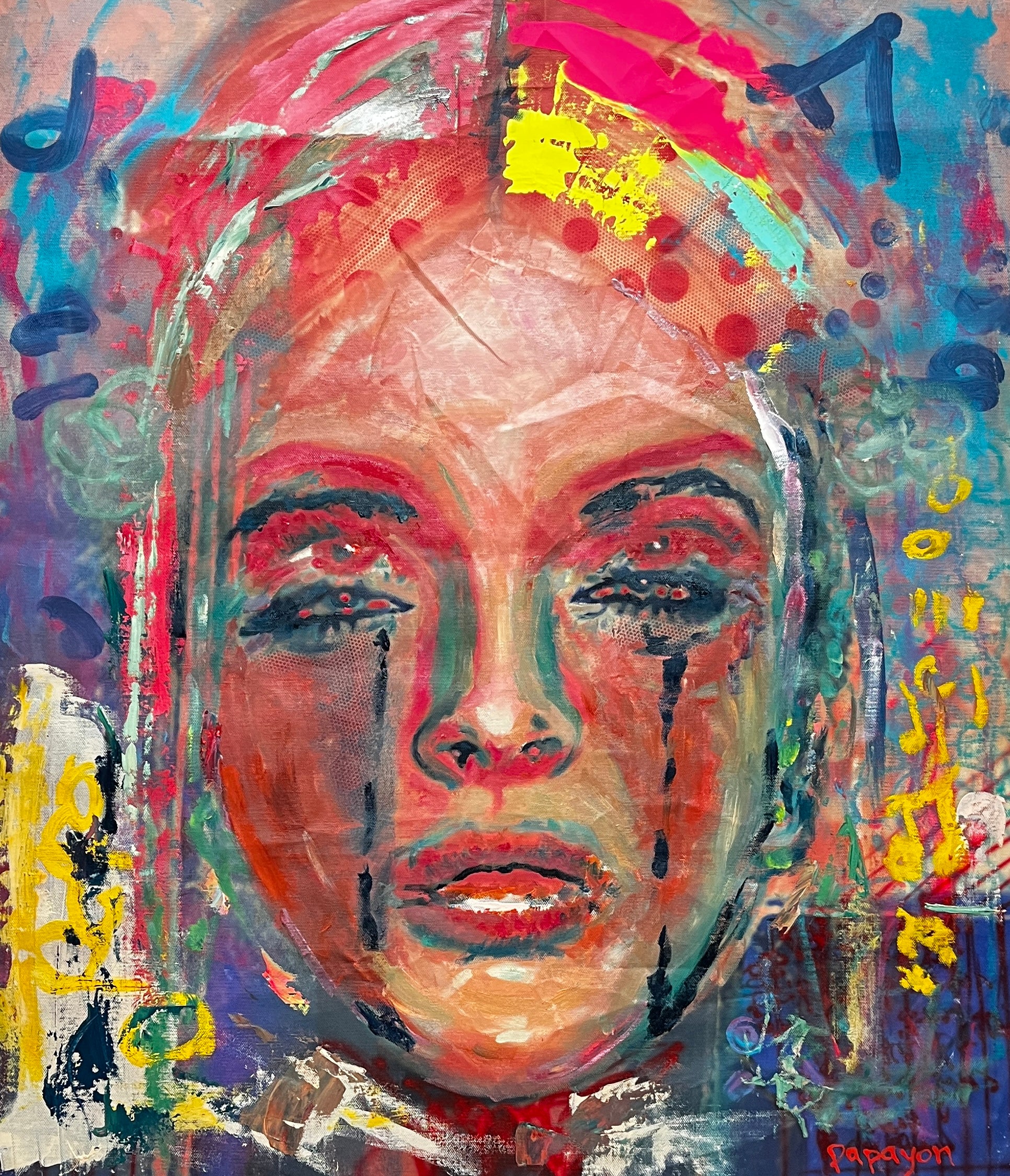 Mixed media on canvas original art by Papayon