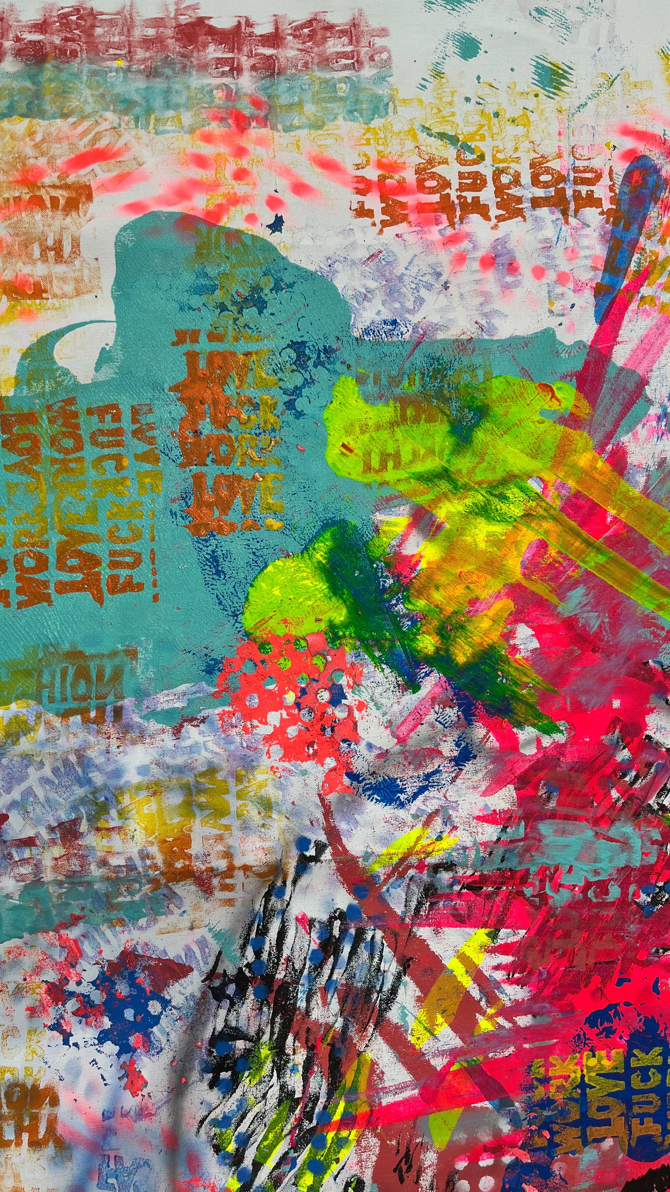 Pop Fusion: A Dance of Colors, Icons, and Emotions — Mixed media on canvas by Papayon