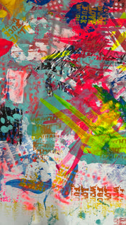 Pop Fusion: A Dance of Colors, Icons, and Emotions — Mixed media on canvas by Papayon