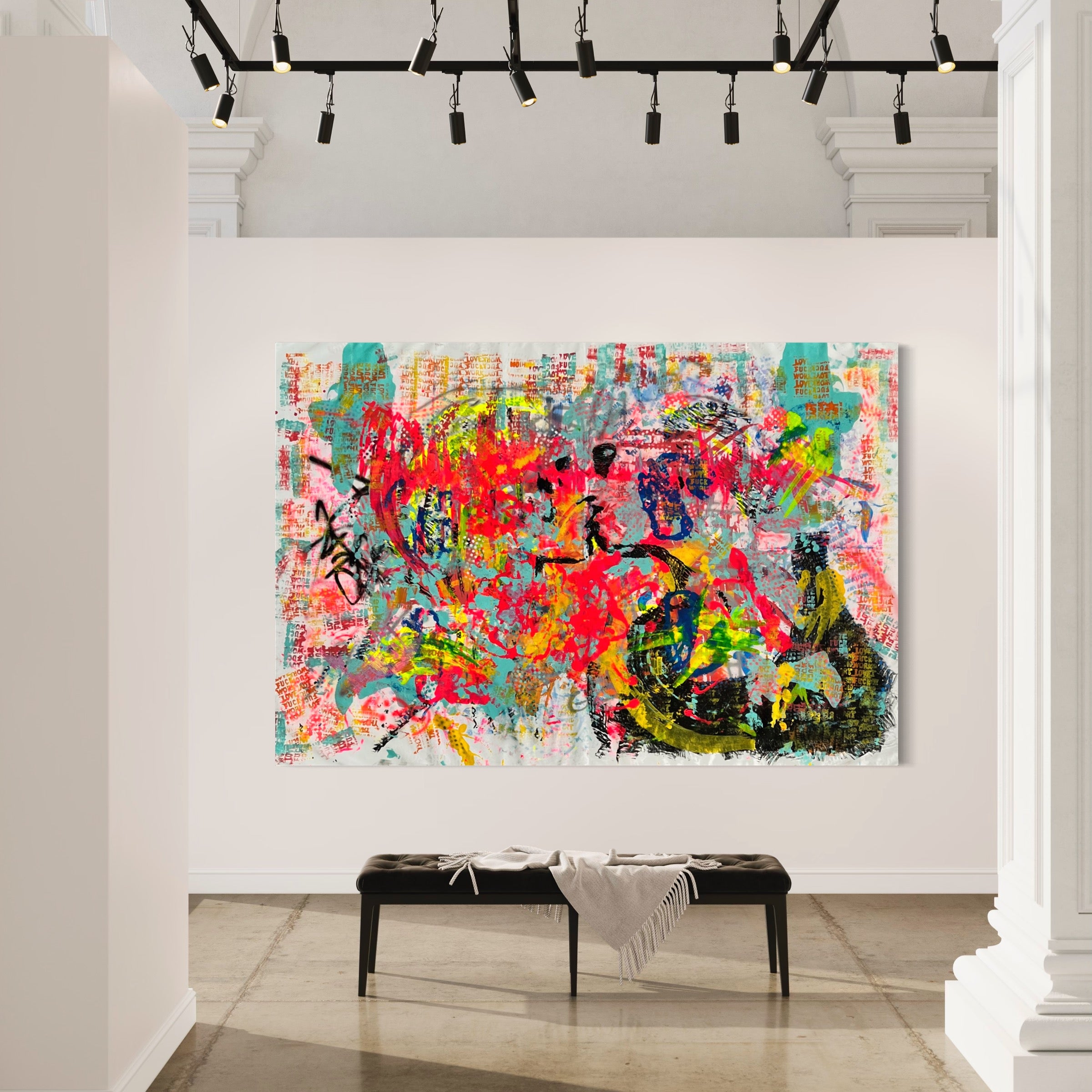 Pop Fusion: A Dance of Colors, Icons, and Emotions — Mixed media on canvas by Papayon