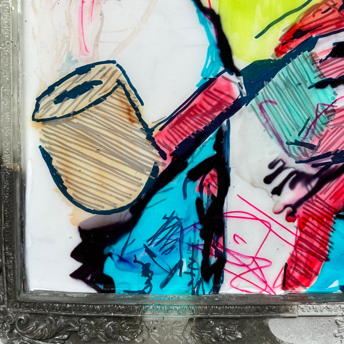 Shades of Inner Complexity: A Self-Portrait in Dual Contrast — Mixed media framed by Papayon