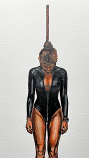 The Hanging Man IX The Free Diver — Papayon | Oil on cotton paper 2026