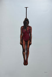The Hanging Man XI The Swimmer — Papayon | Oil on cotton paper 2026