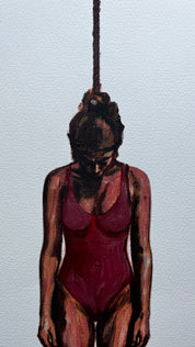 The Hanging Man XI The Swimmer — Papayon | Oil on cotton paper 2026