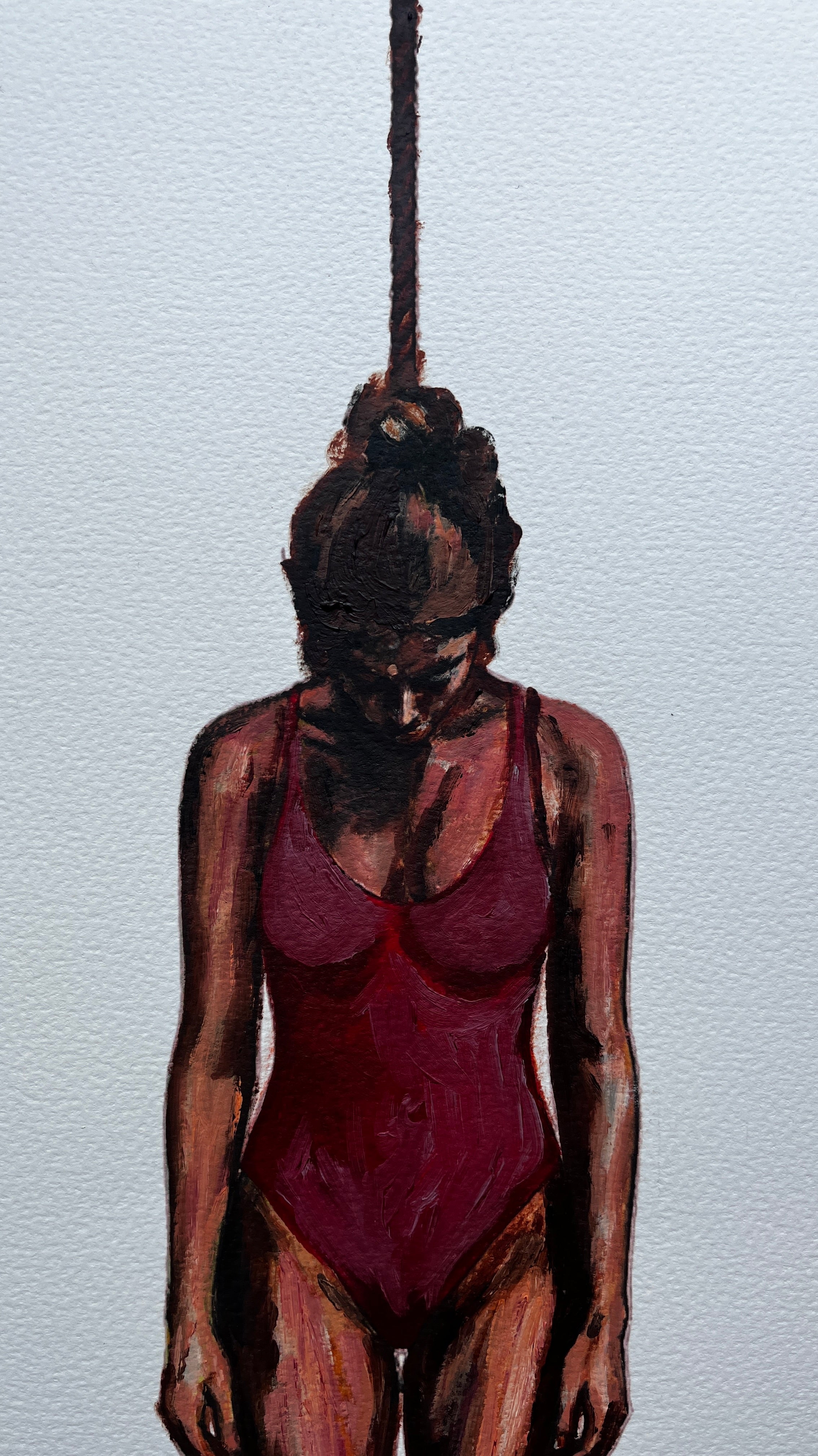 The Hanging Man XI The Swimmer — Papayon | Oil on cotton paper 2026