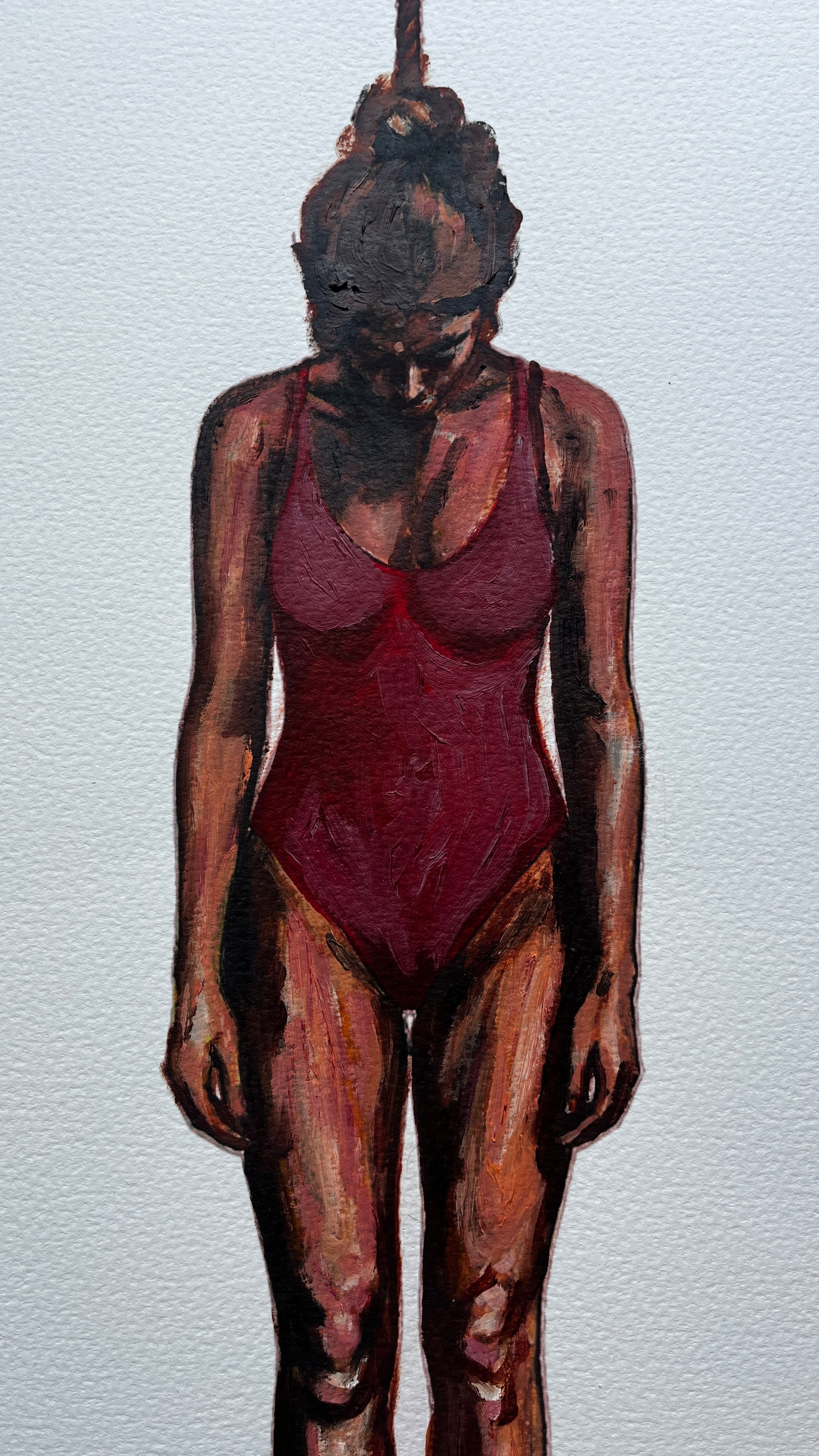The Hanging Man XI The Swimmer — Papayon | Oil on cotton paper 2026