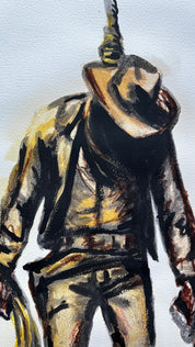 The Hanging Man IV (The Cowboy) — Original Artwork by Papayon - Charcoal Mixed media on Cotton Paper