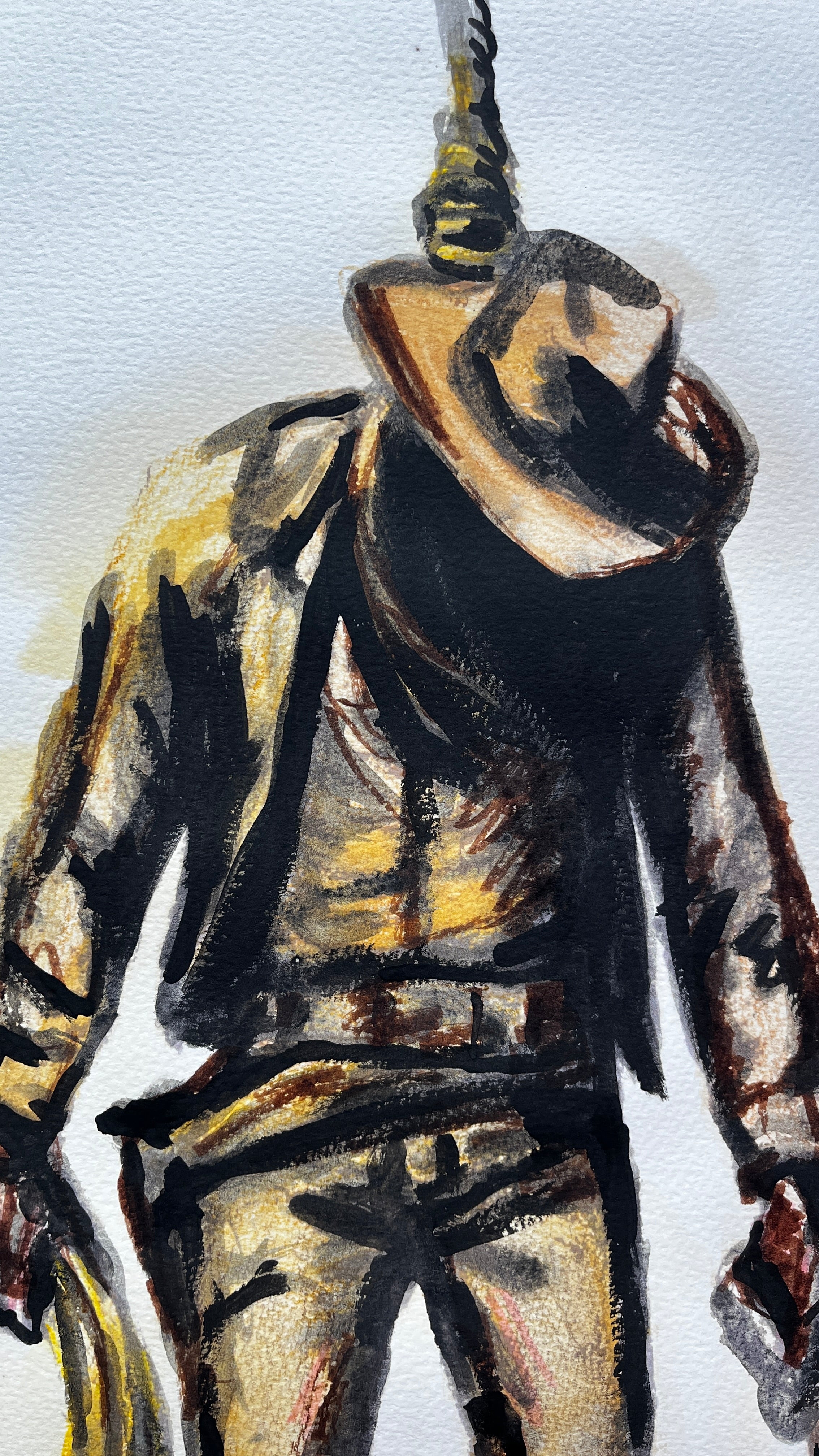 The Hanging Man IV (The Cowboy) — Original Artwork by Papayon - Charcoal Mixed media on Cotton Paper